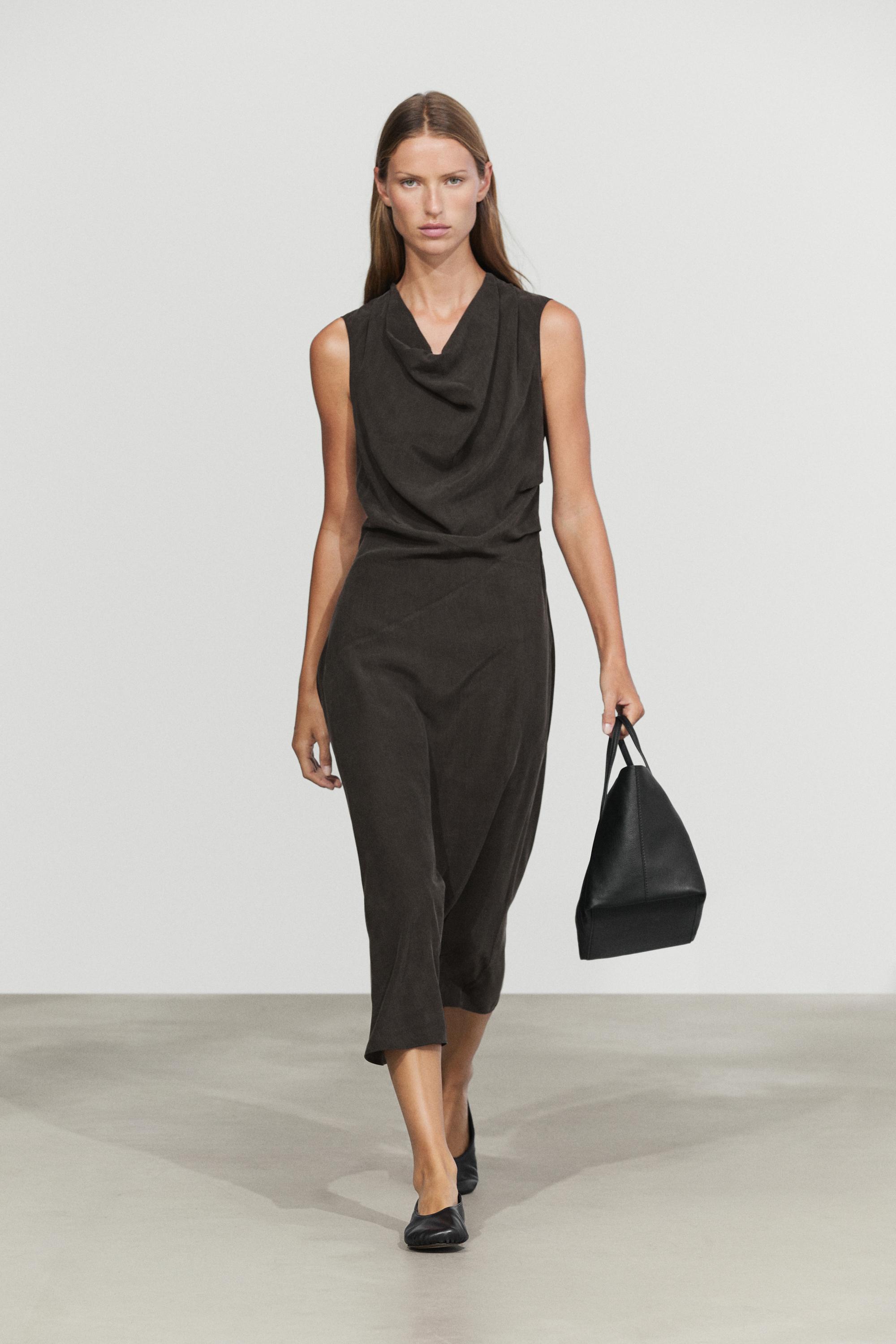 Draped detail midi dress Chocolate
