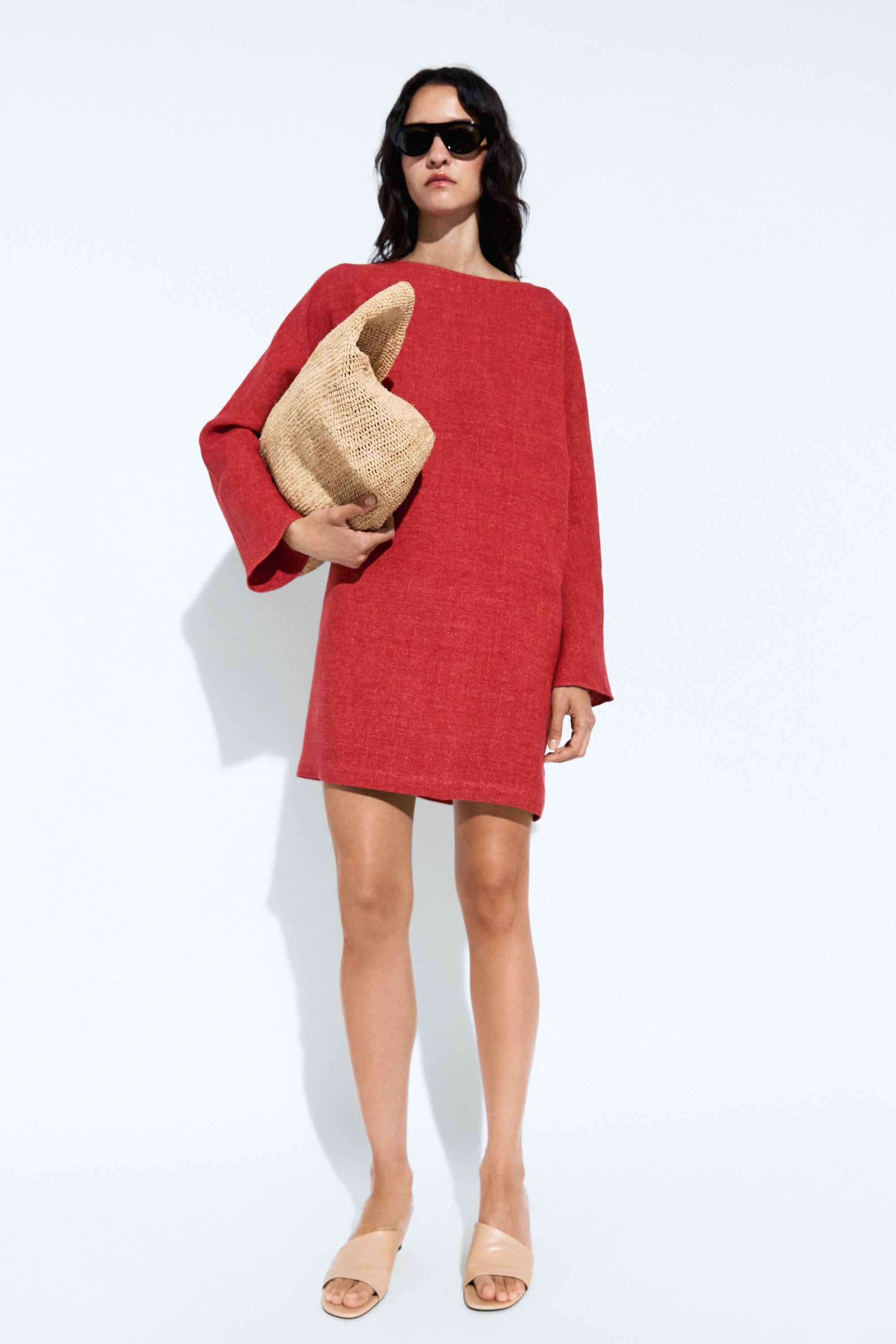 Long sleeve mini dress Red