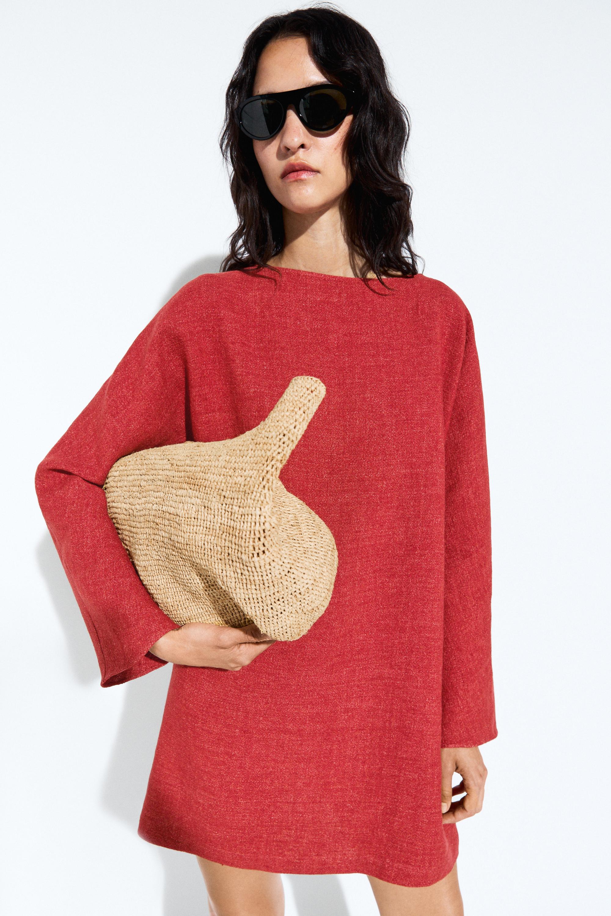 Long sleeve mini dress Red