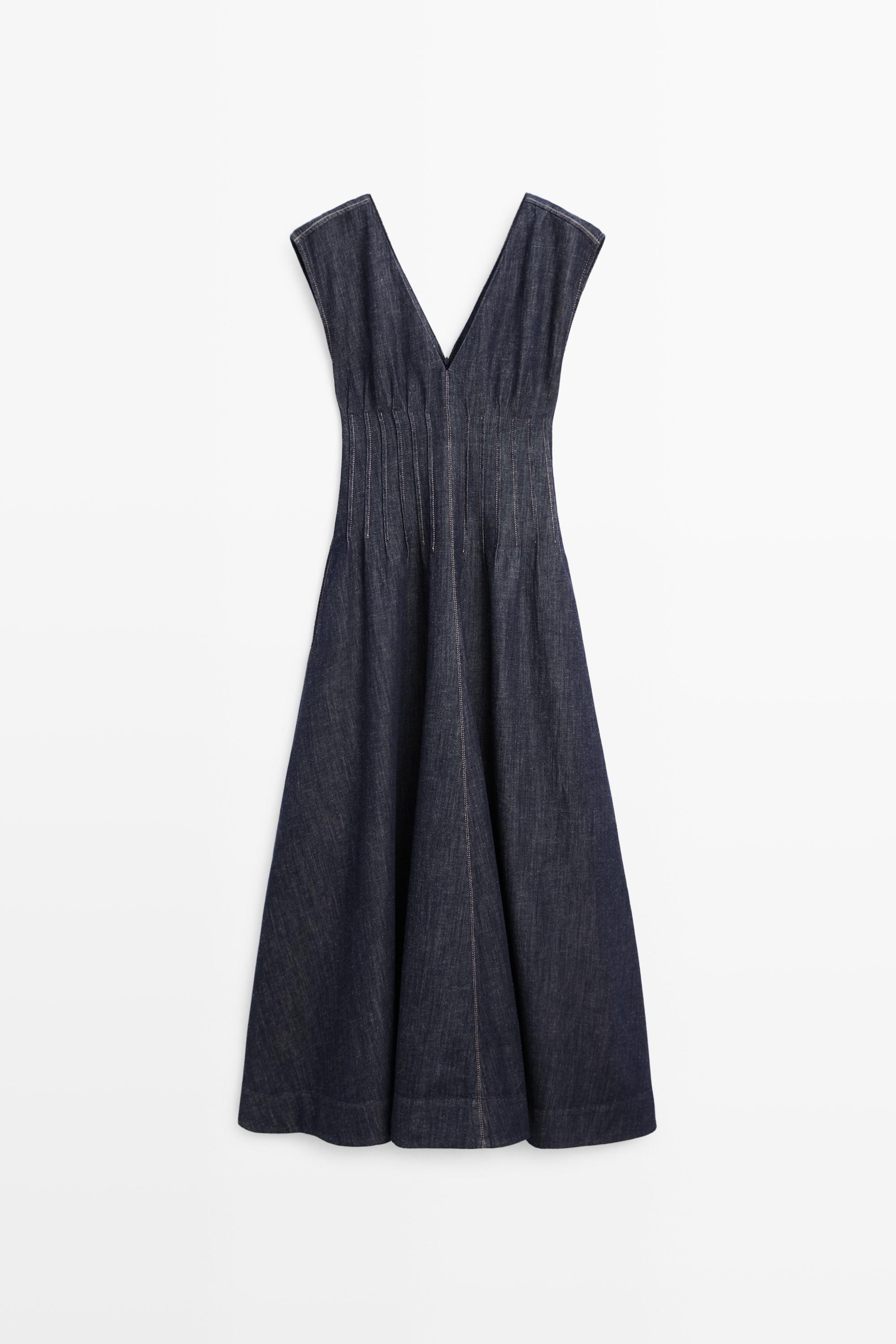 Denim midi dress Dark Blue