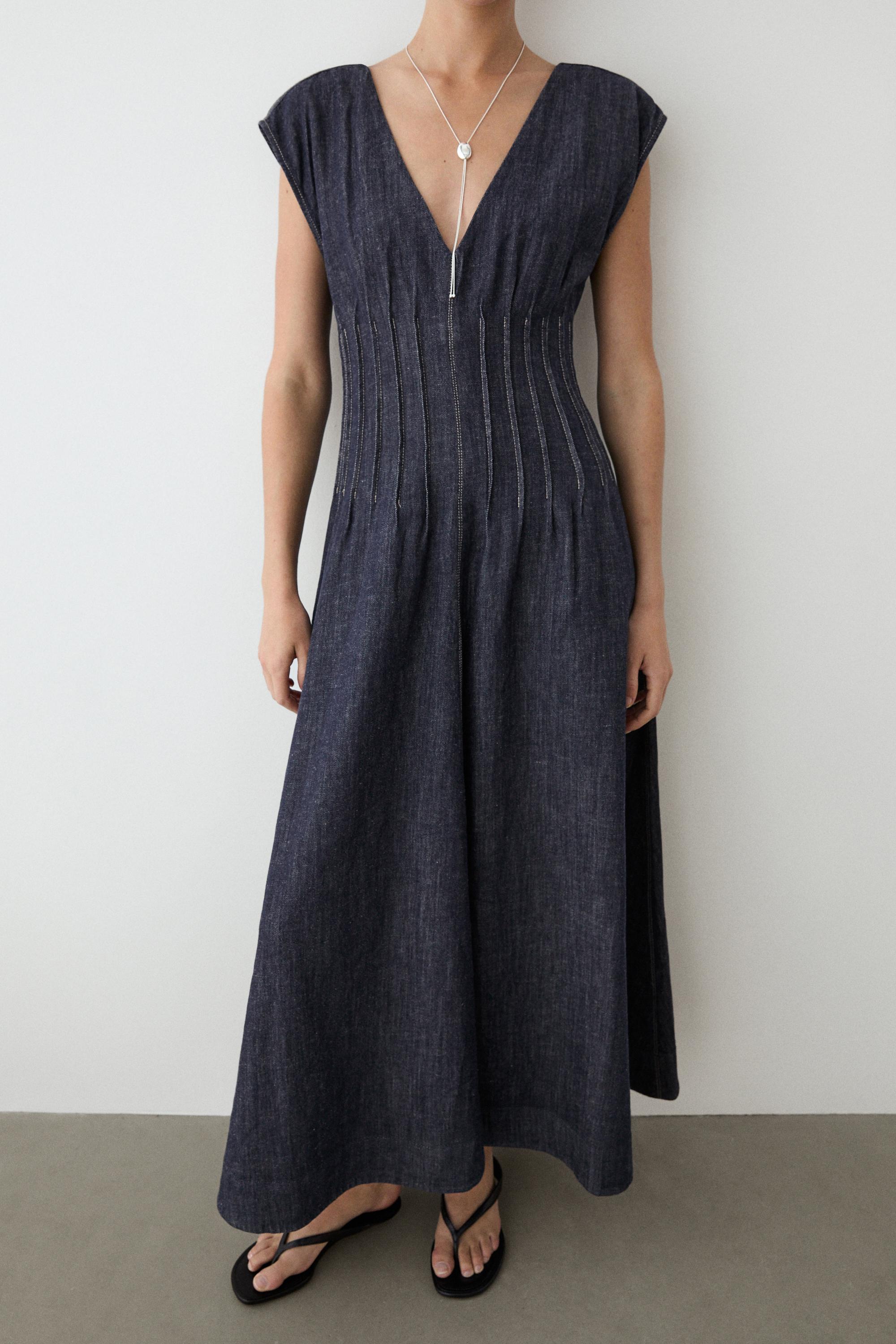 Denim midi dress Dark Blue