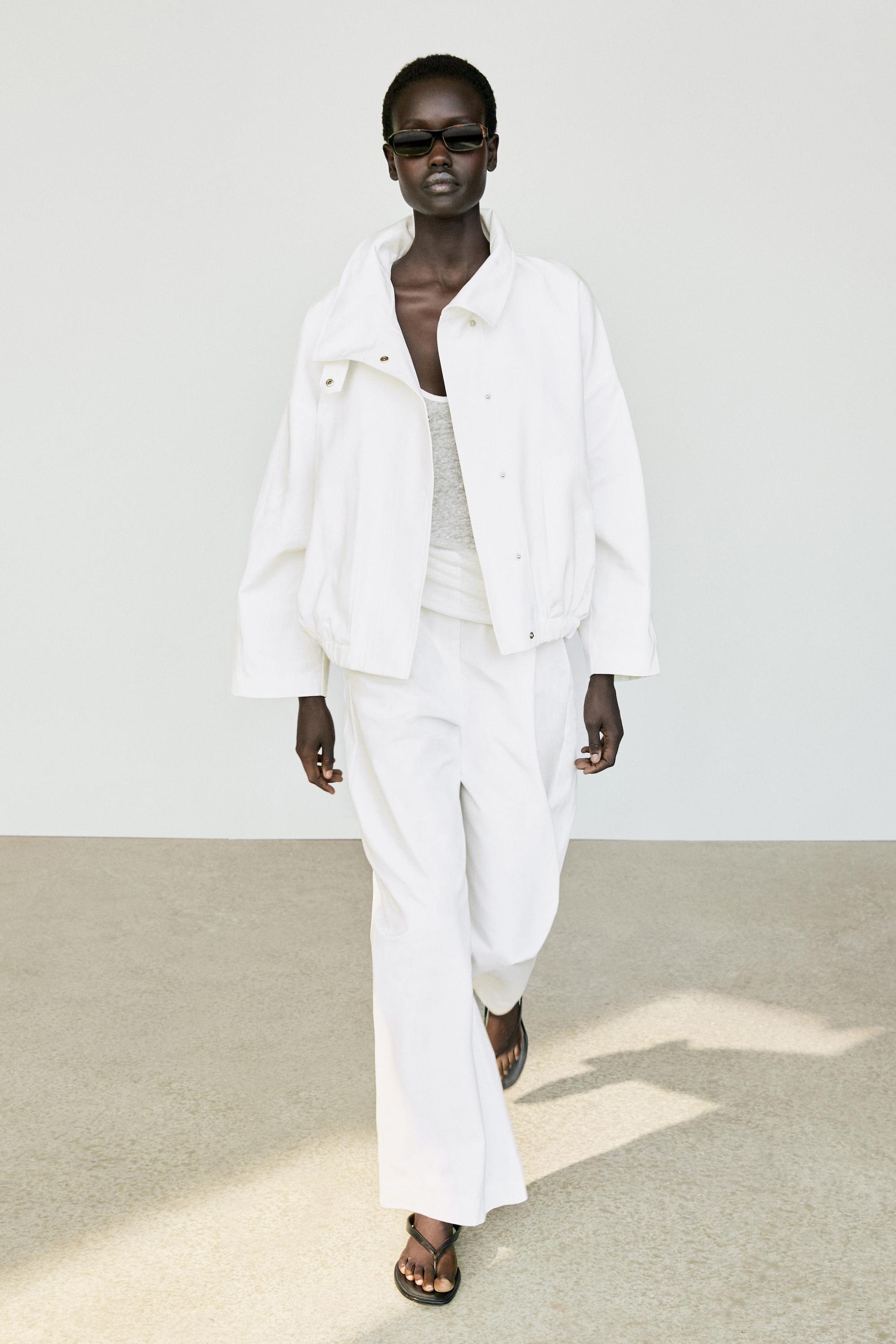 100% Cotton Bomber Jacket White