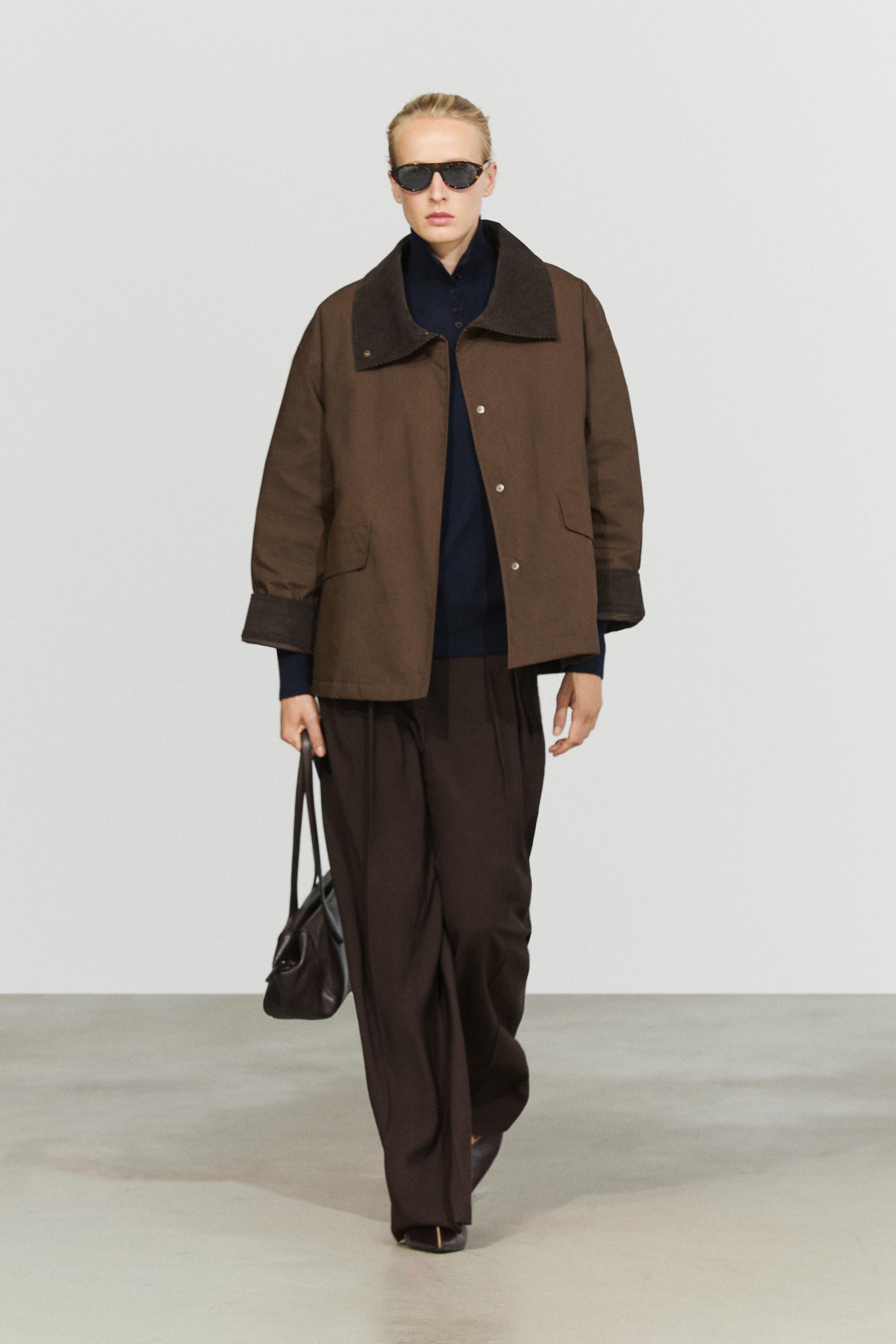 Waxed high-neck corduroy jacket Dark Khaki