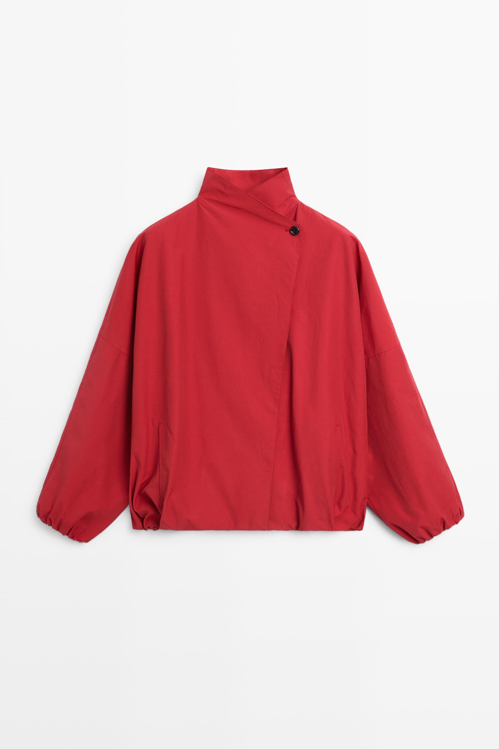 Technical bomber jacket with side button Bright Red