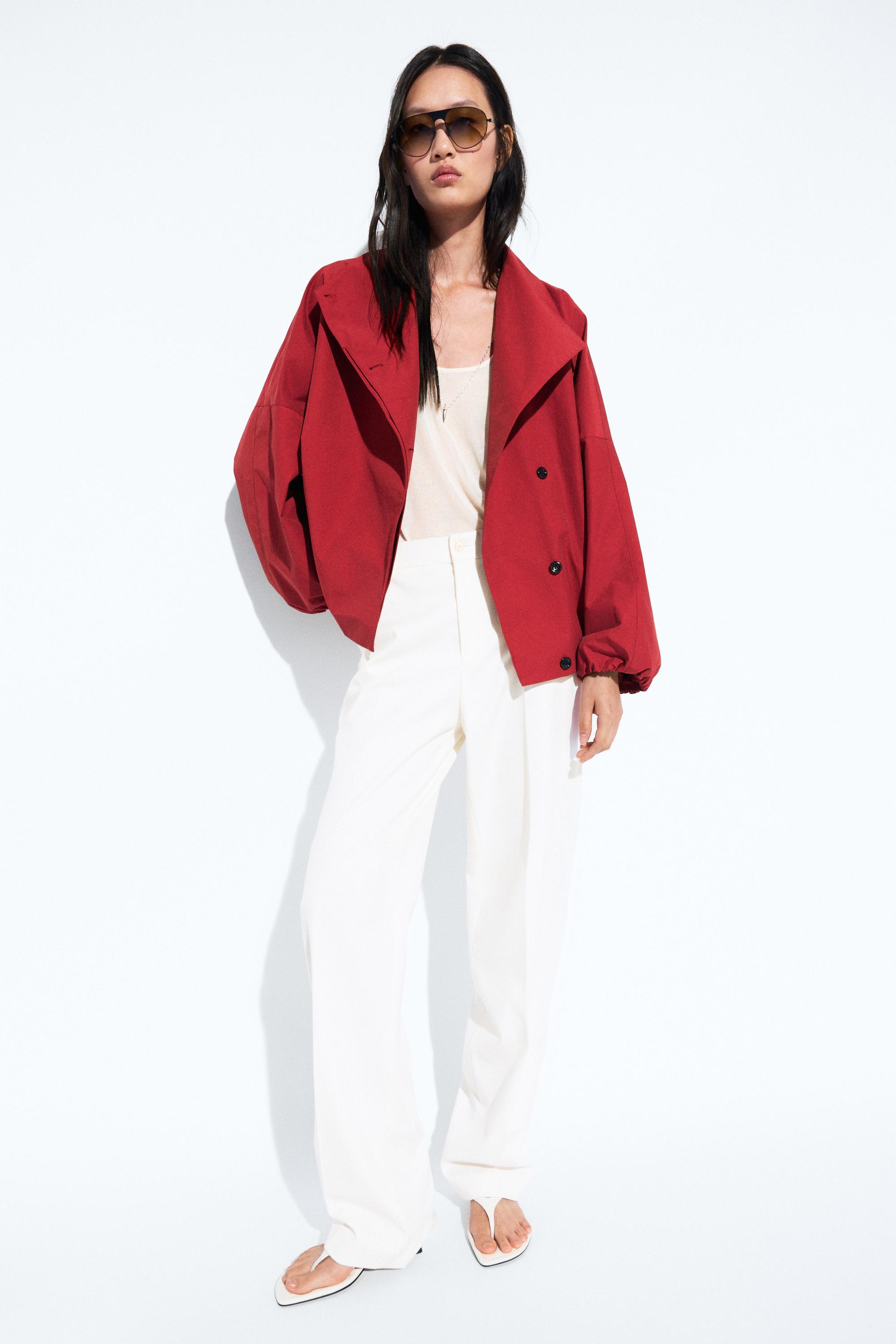 Technical bomber jacket with side button Bright Red