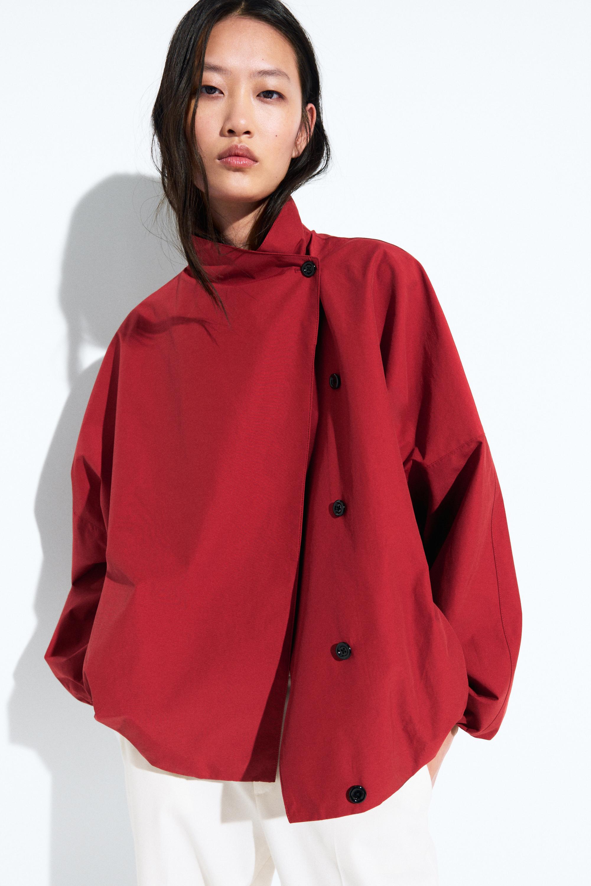 Technical bomber jacket with side button Bright Red