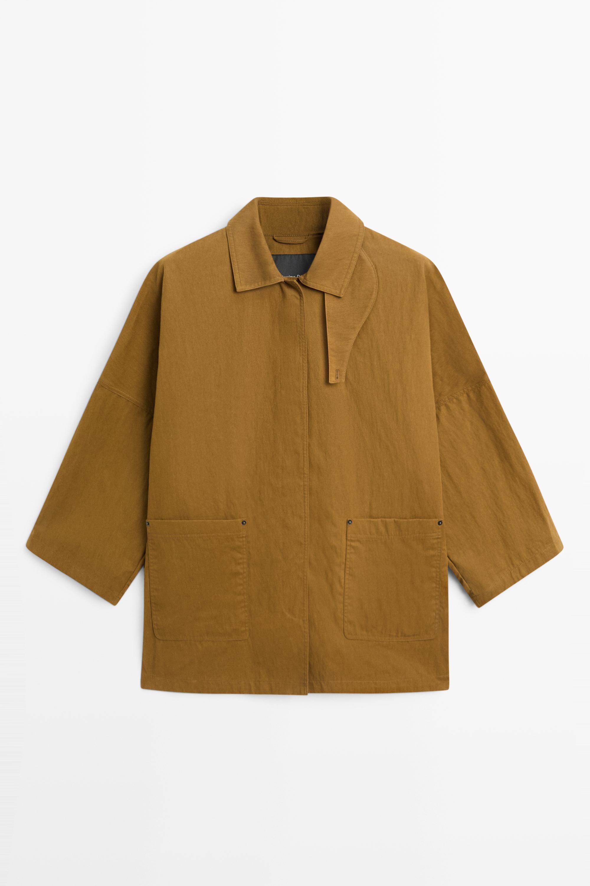 Jacket with collar and buttoned placket Ochre