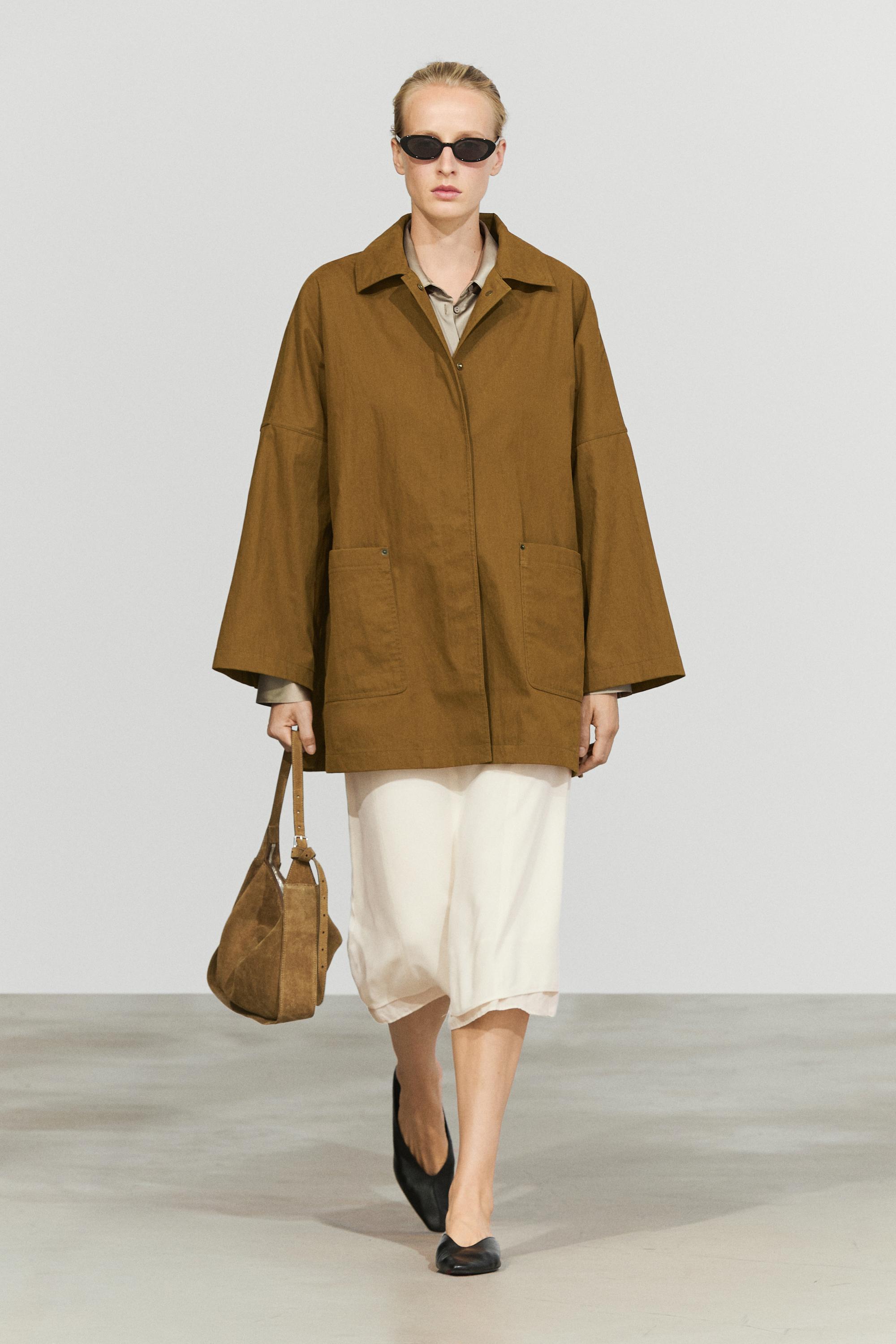 Jacket with collar and buttoned placket Ochre