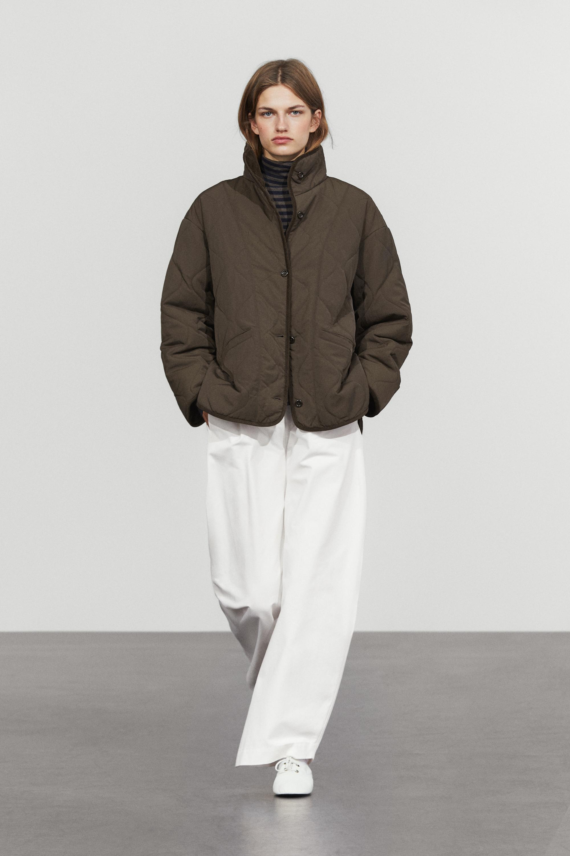 Jacket with wavy stitching detail Brown
