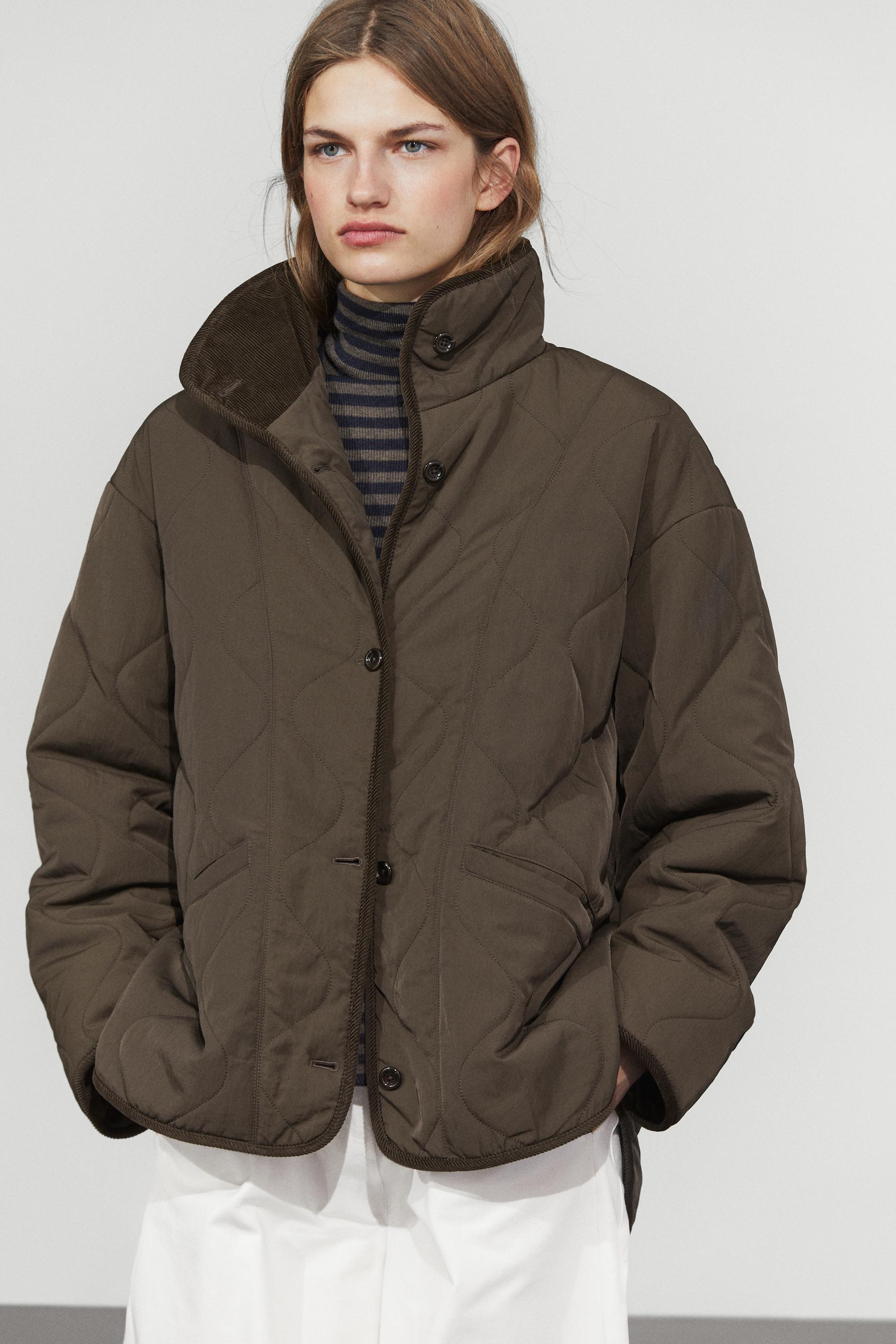Jacket with wavy stitching detail Brown