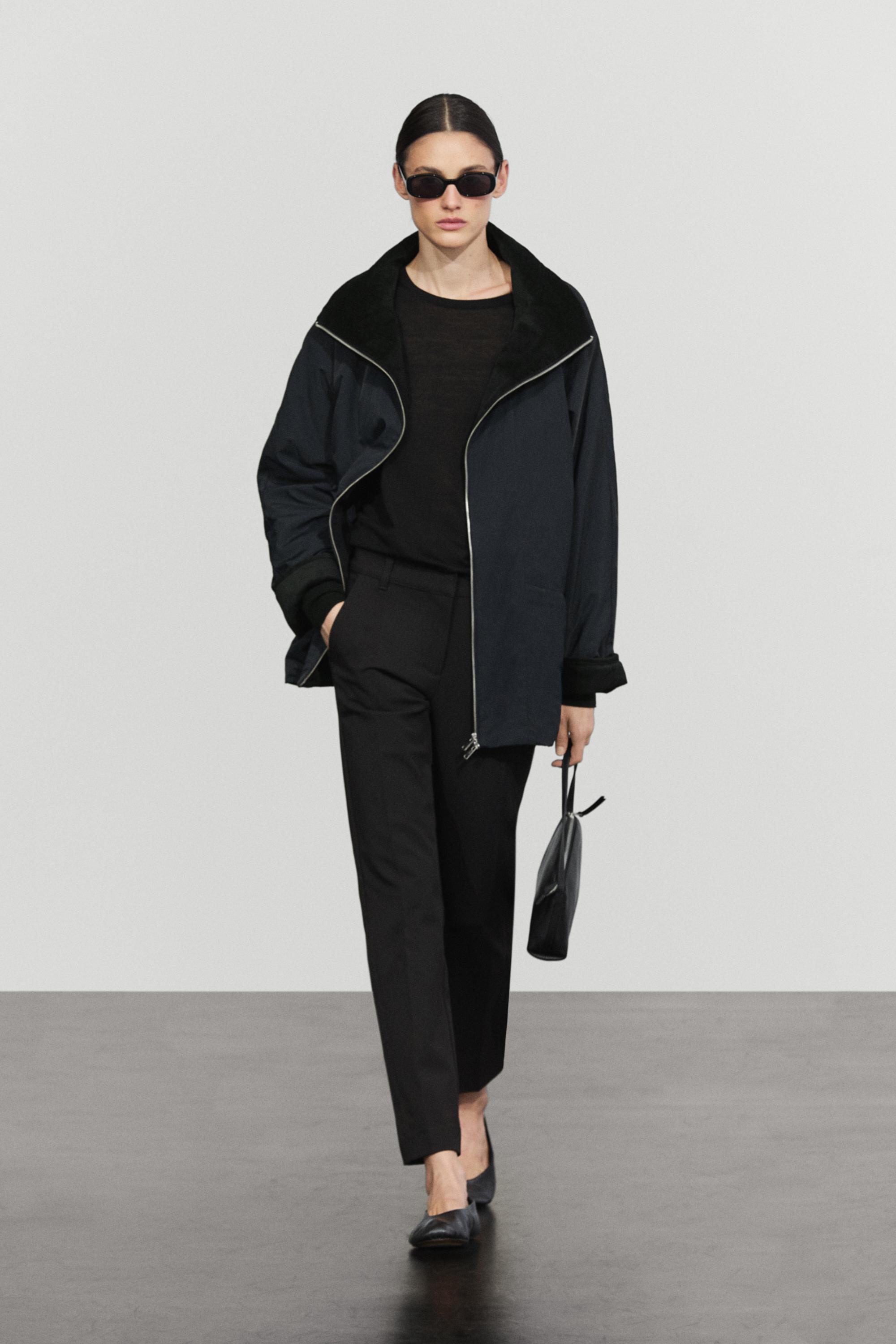 Quilted corduroy-collar parka Navy Blue