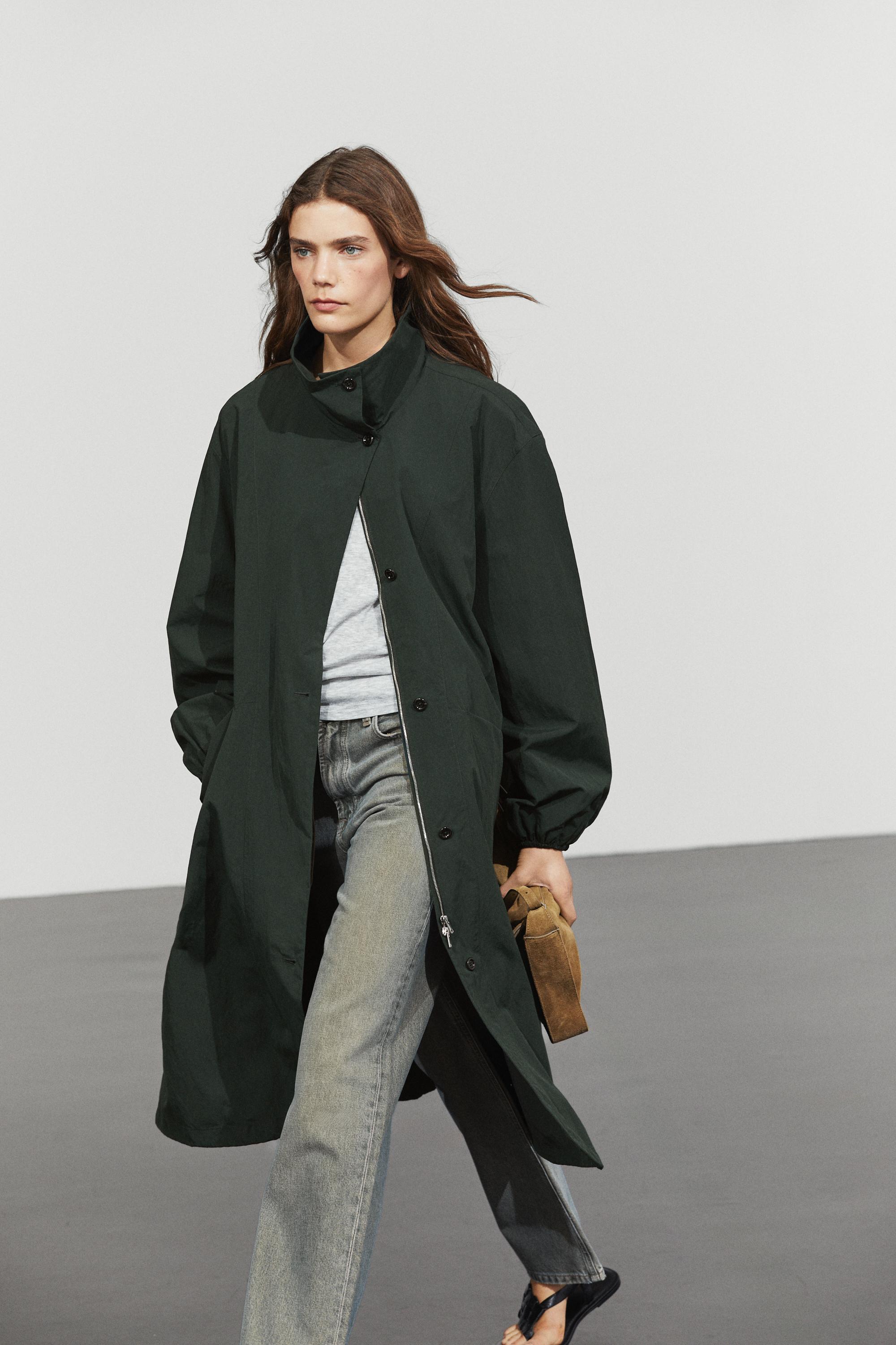 Long technical parka Petrol Blue