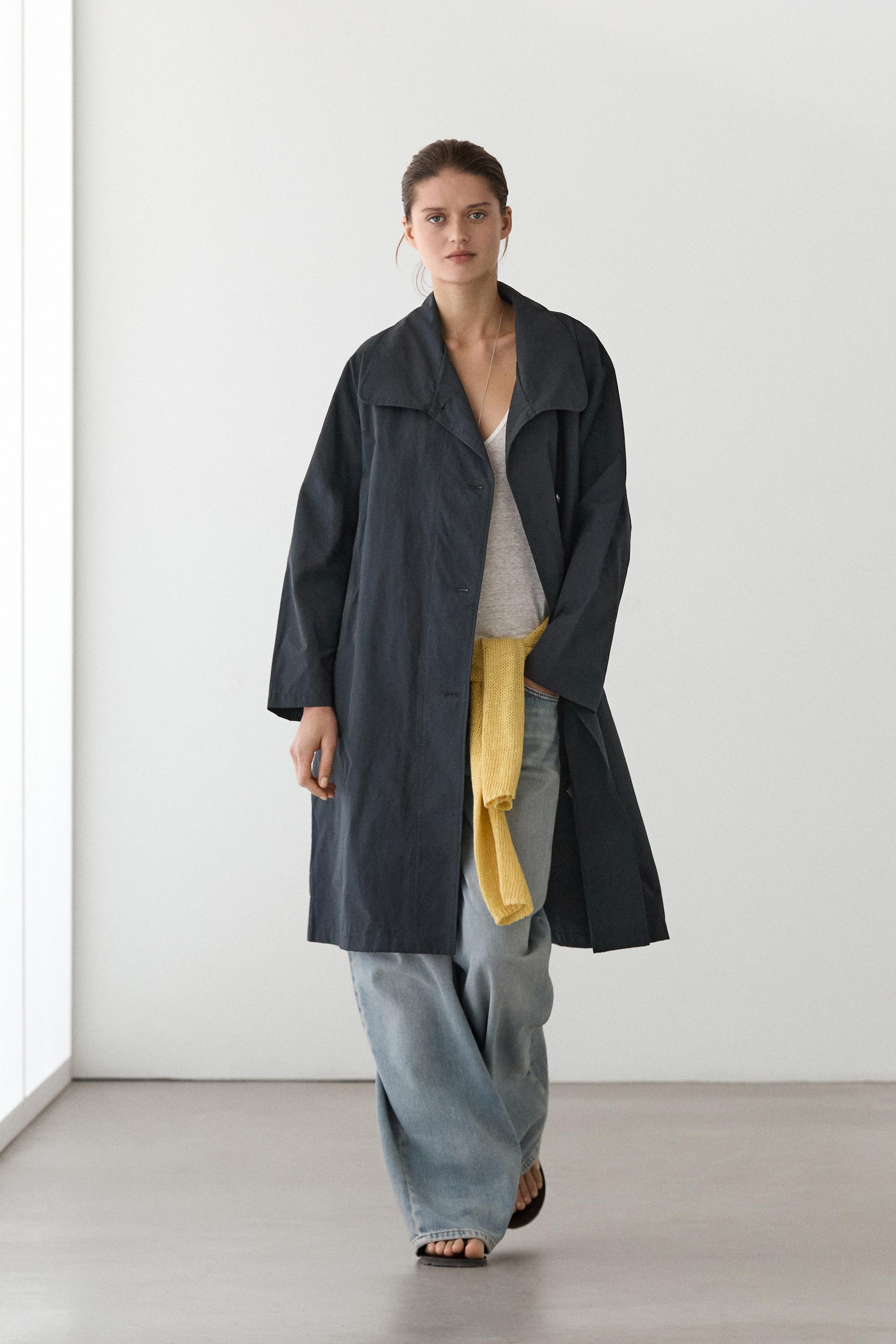 High neck technical trench coat Dark Navy