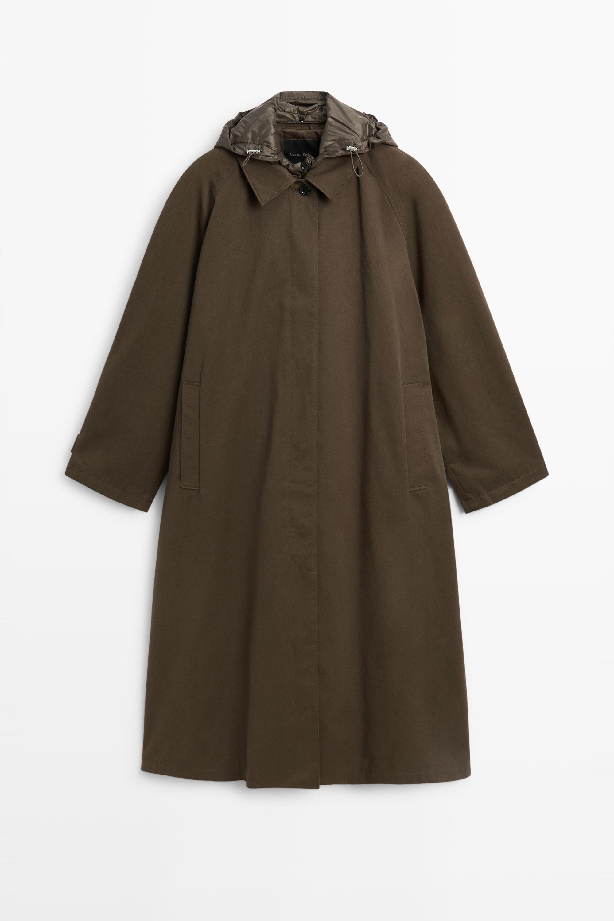 Removable Hood Trench Coat Khaki