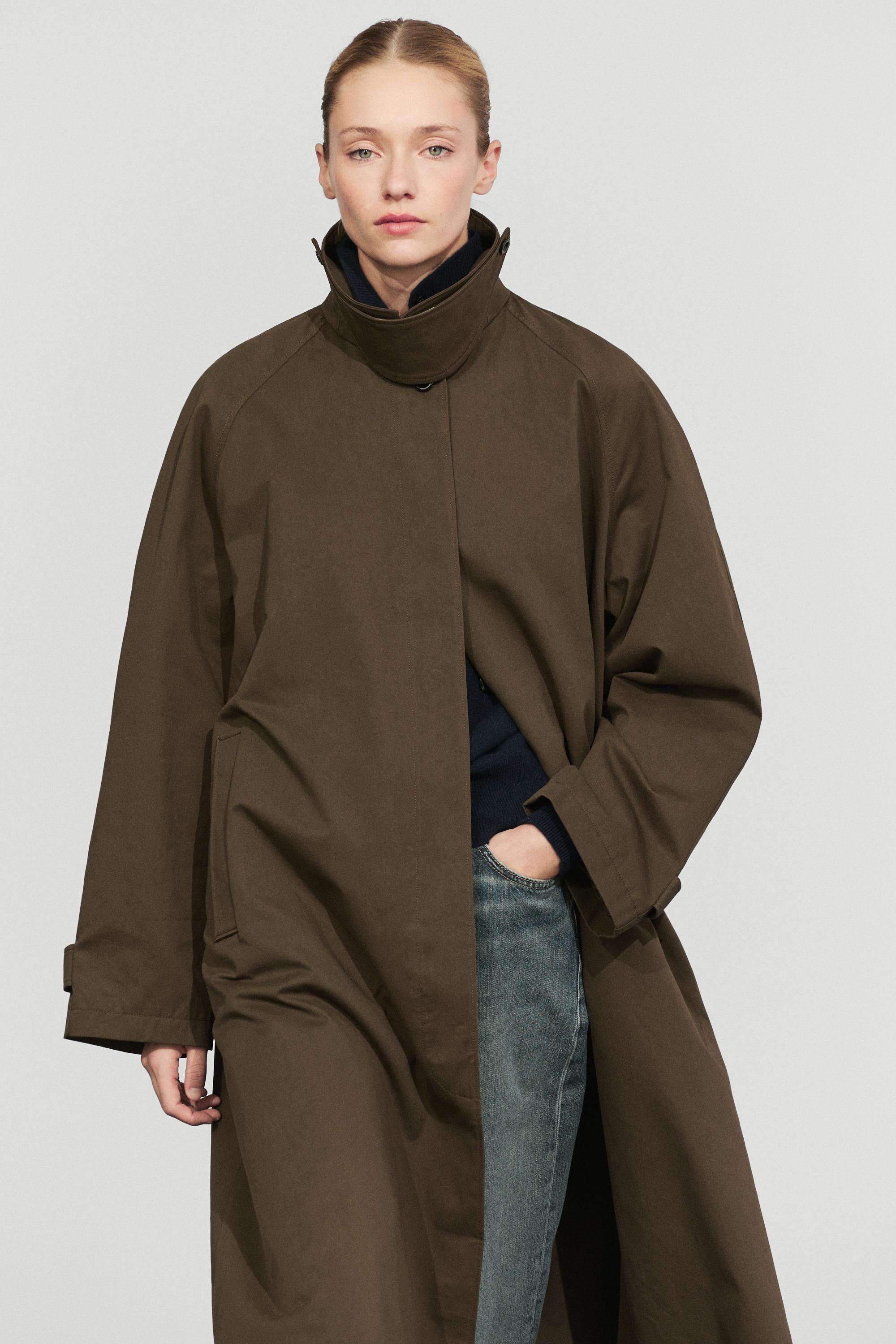 Removable Hood Trench Coat Khaki