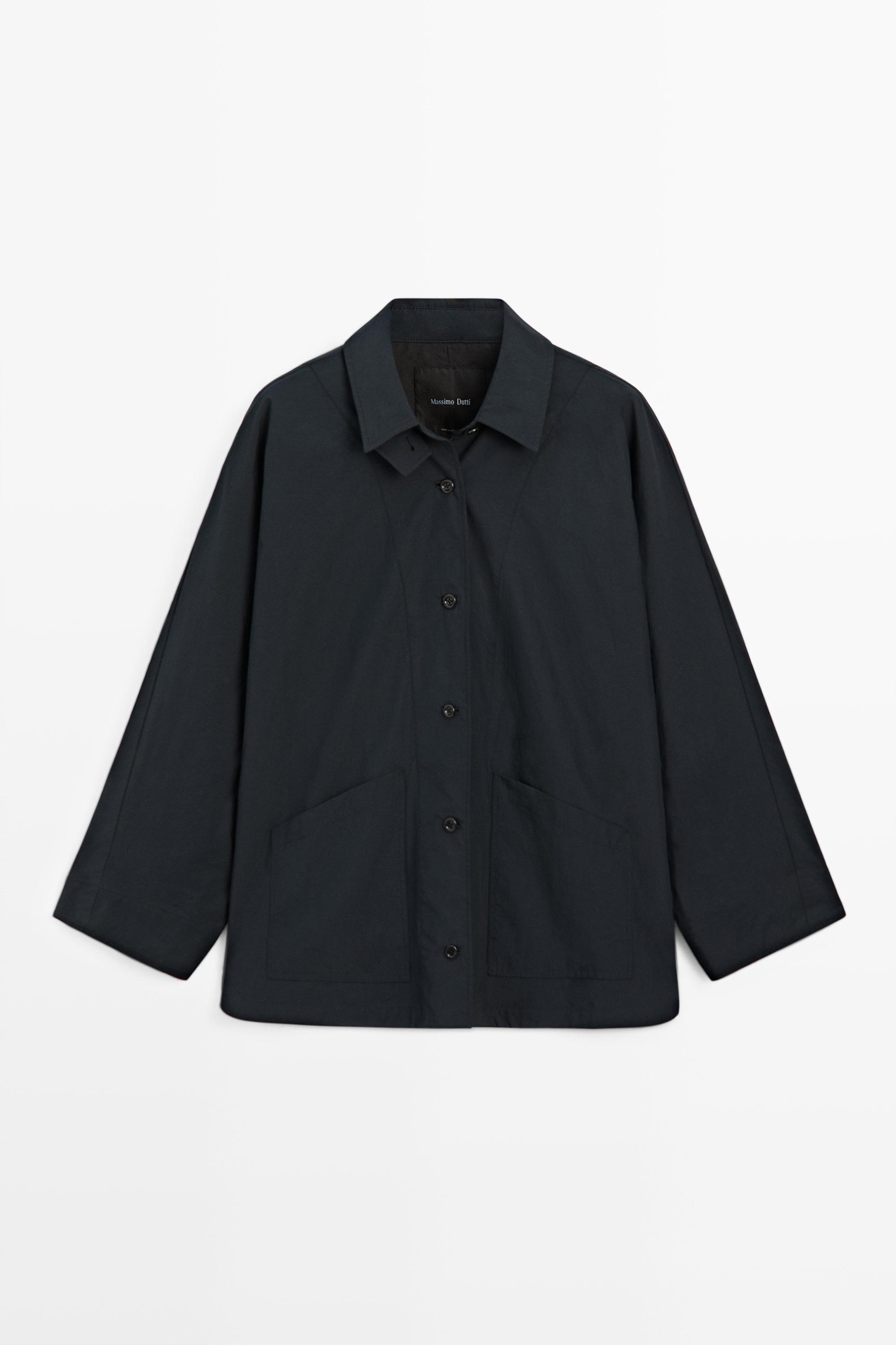 Jacket with buttoned collar strap Deep Blue