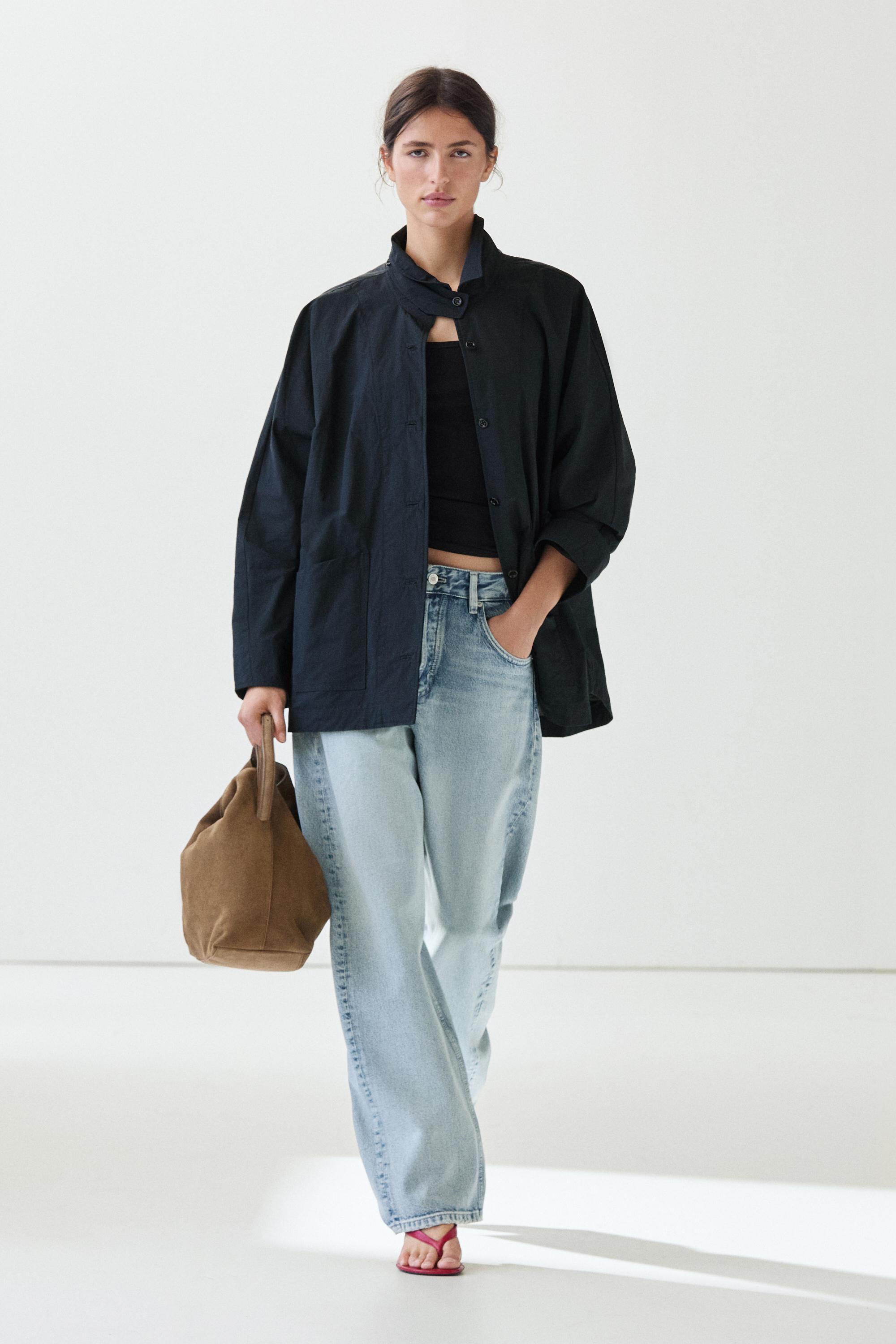 Jacket with buttoned collar strap Deep Blue