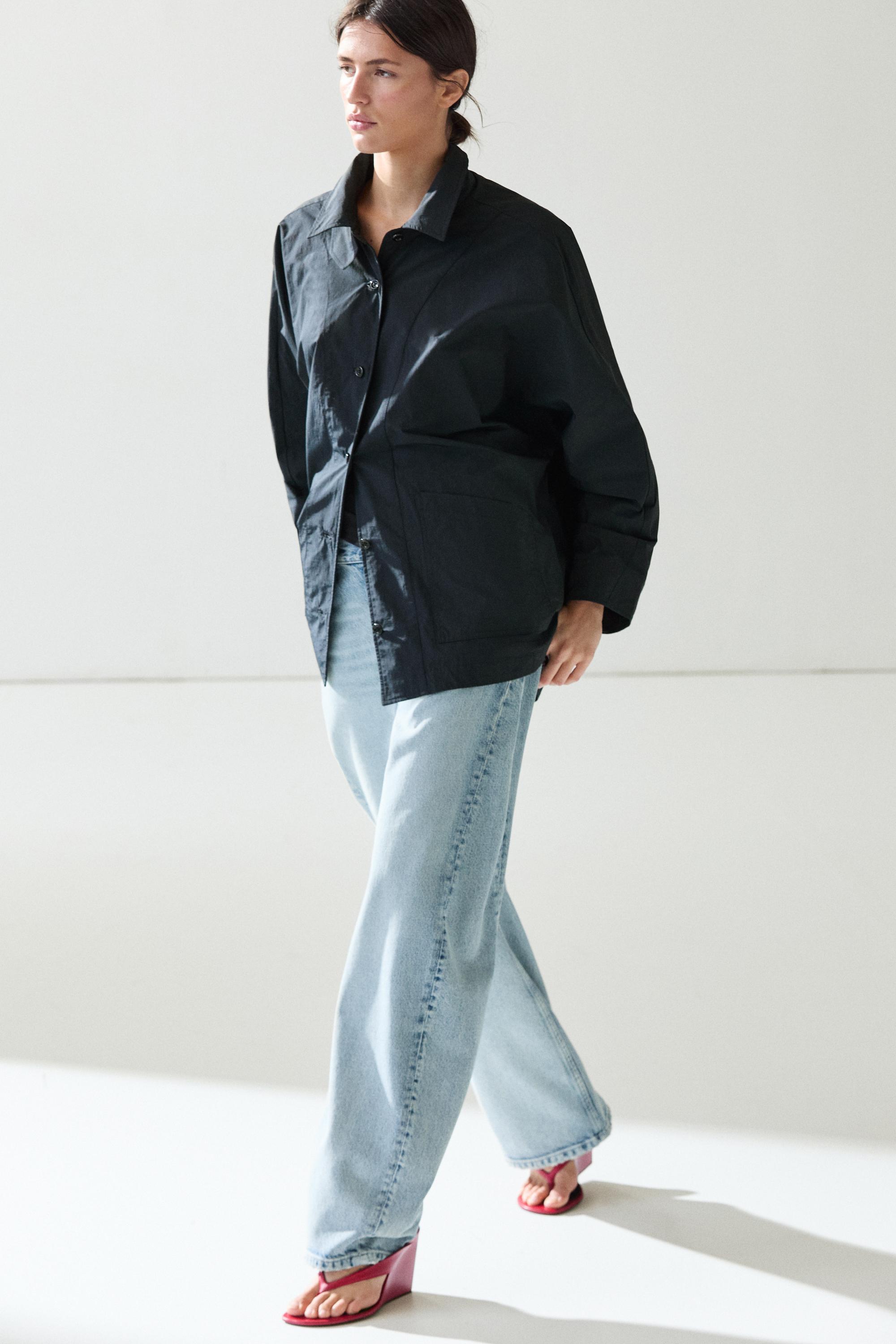 Jacket with buttoned collar strap Deep Blue