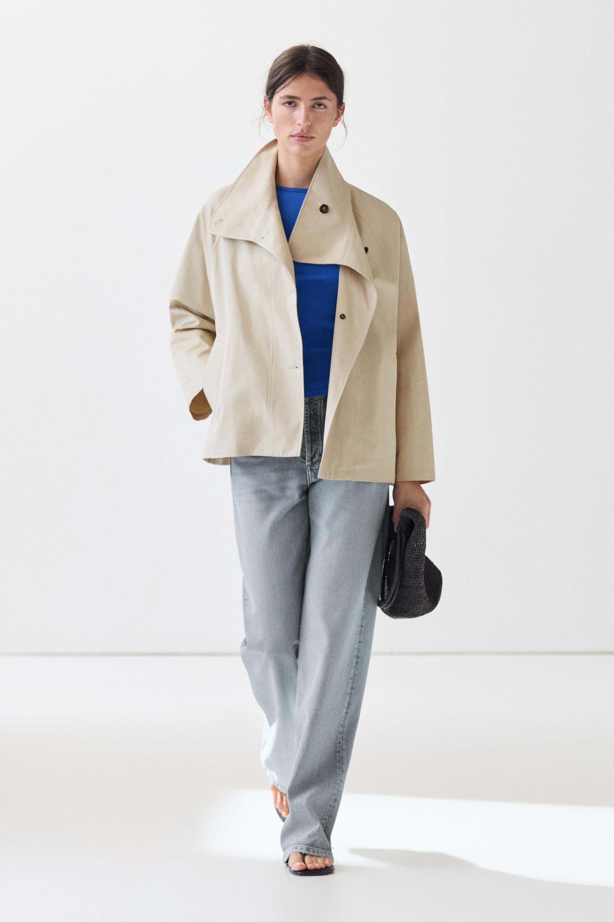 100% cotton cape jacket Beige