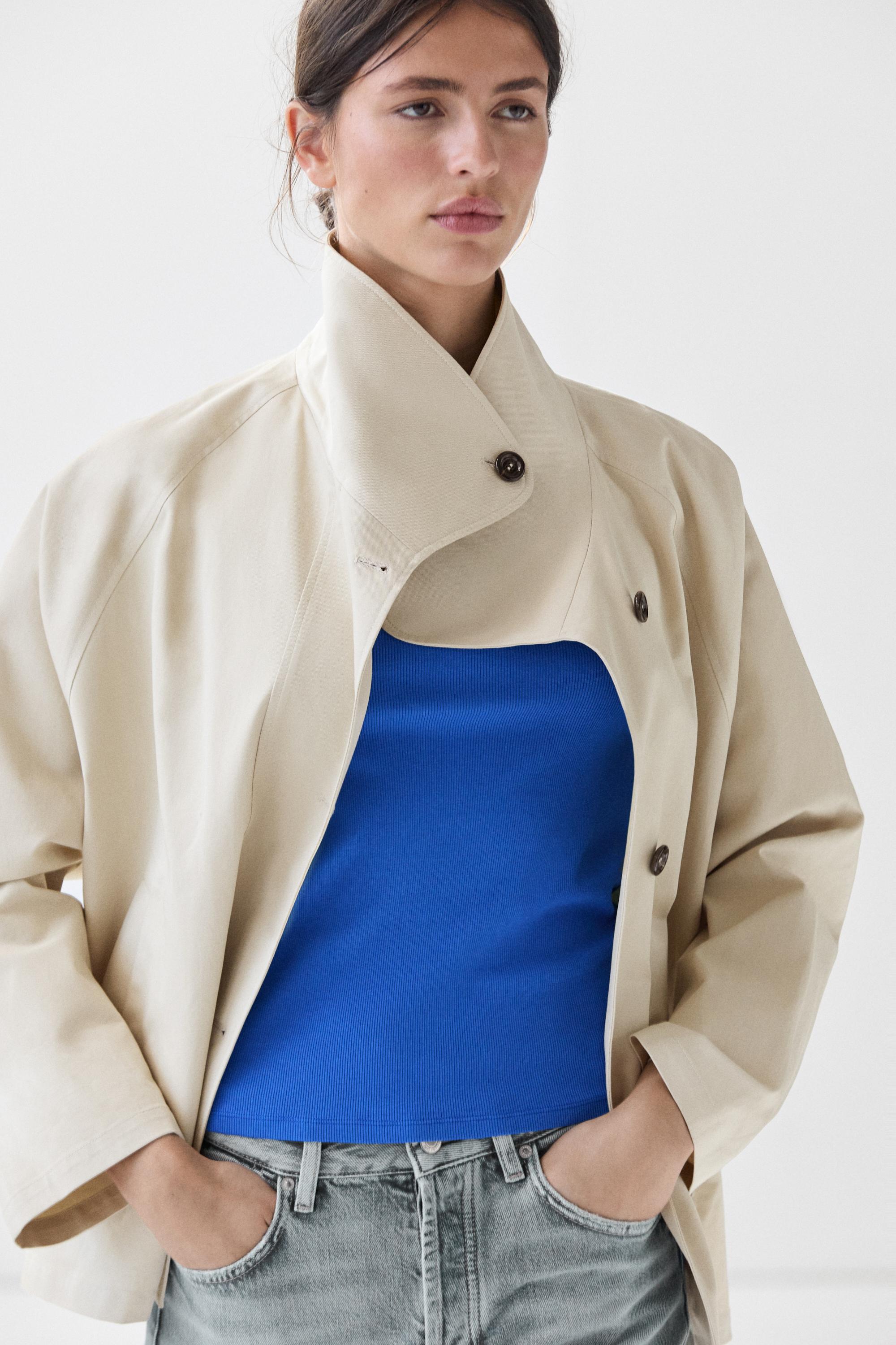 100% cotton cape jacket Beige