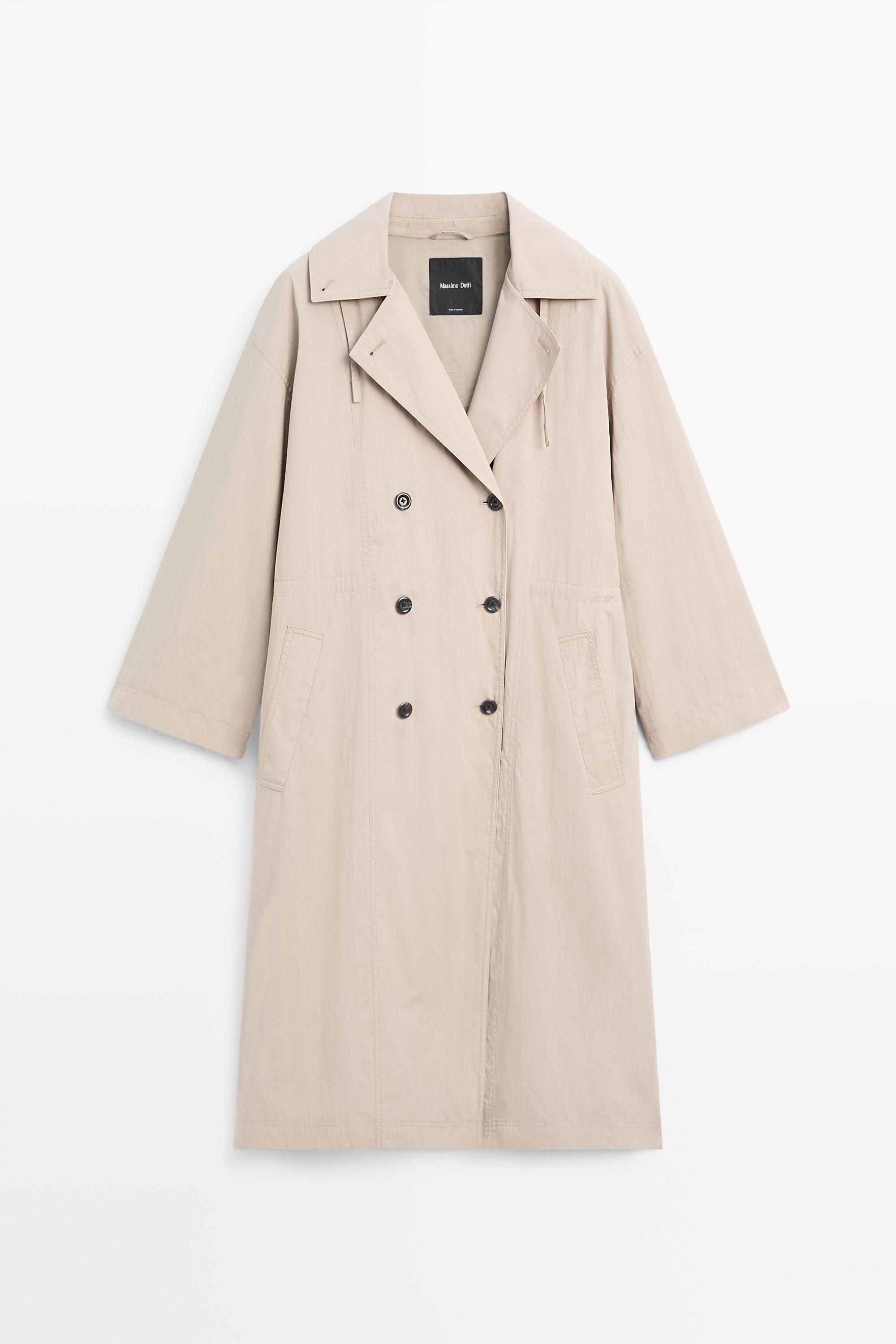 Technical cotton-blend trench coat Pearl Grey