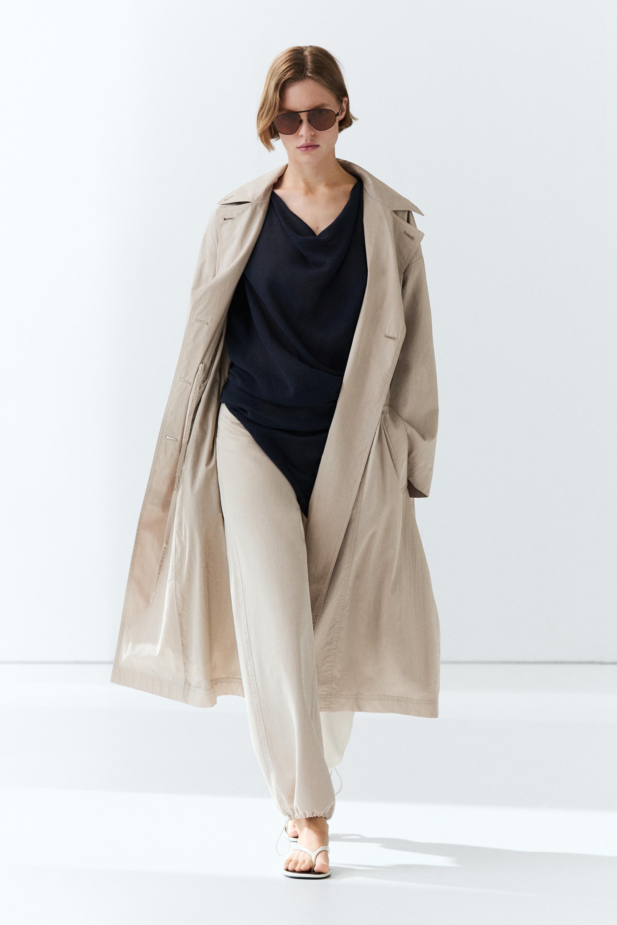 Technical cotton-blend trench coat Pearl Grey
