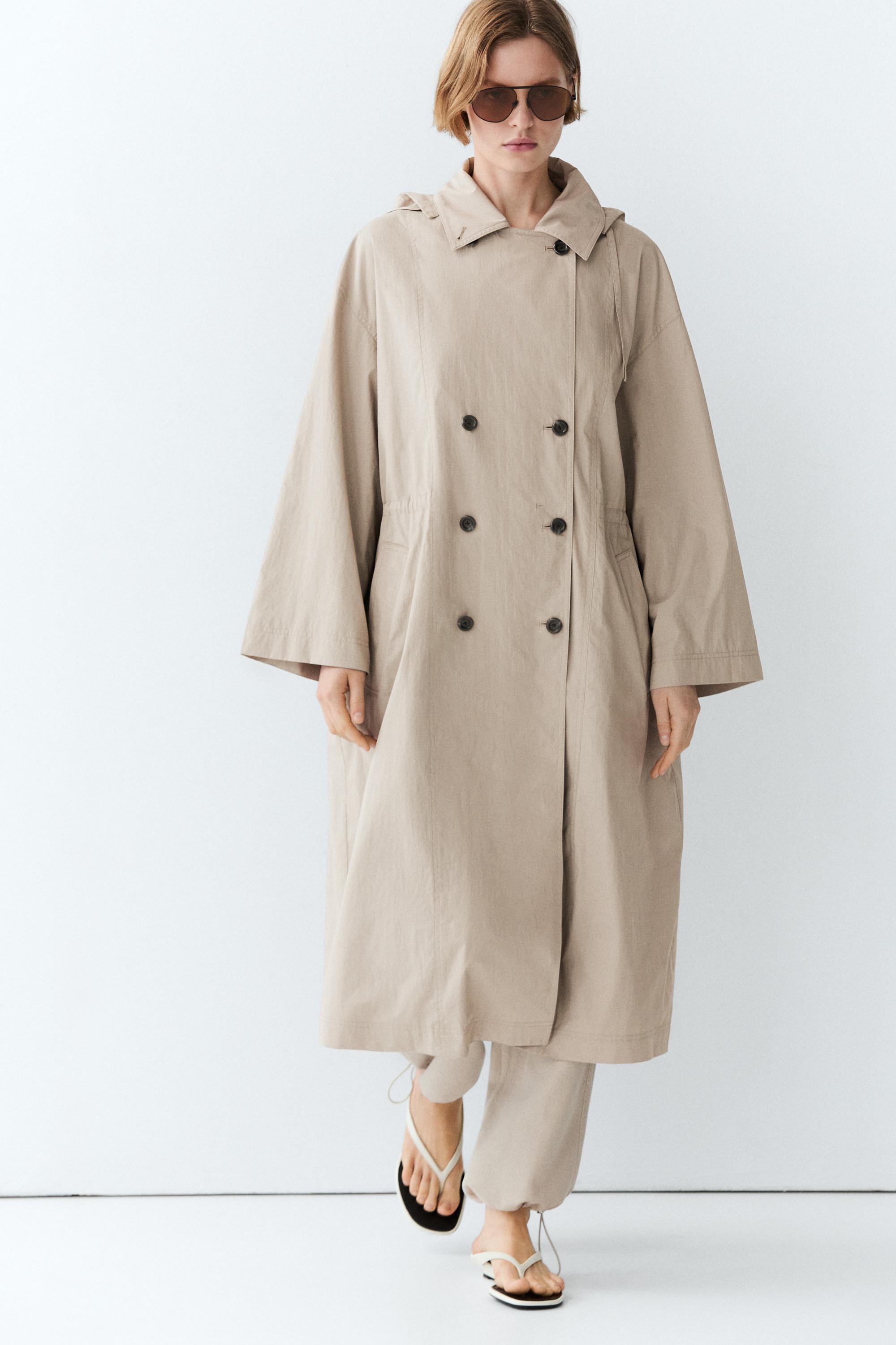 Technical cotton-blend trench coat Pearl Grey