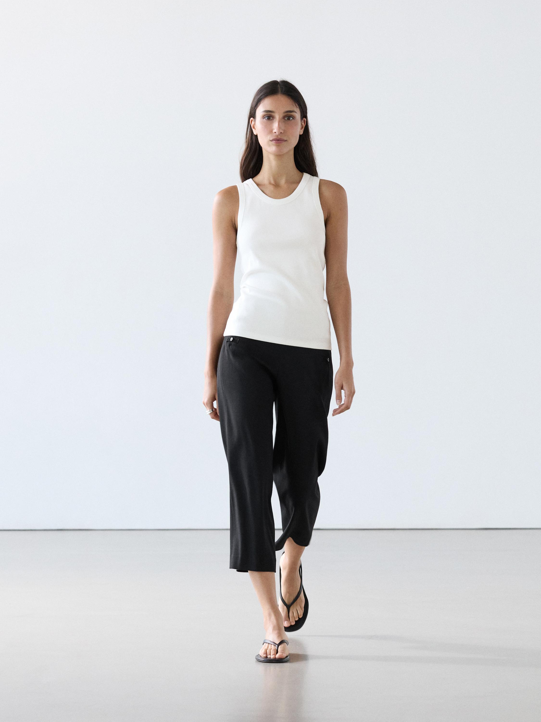 Cotton blend halter top White