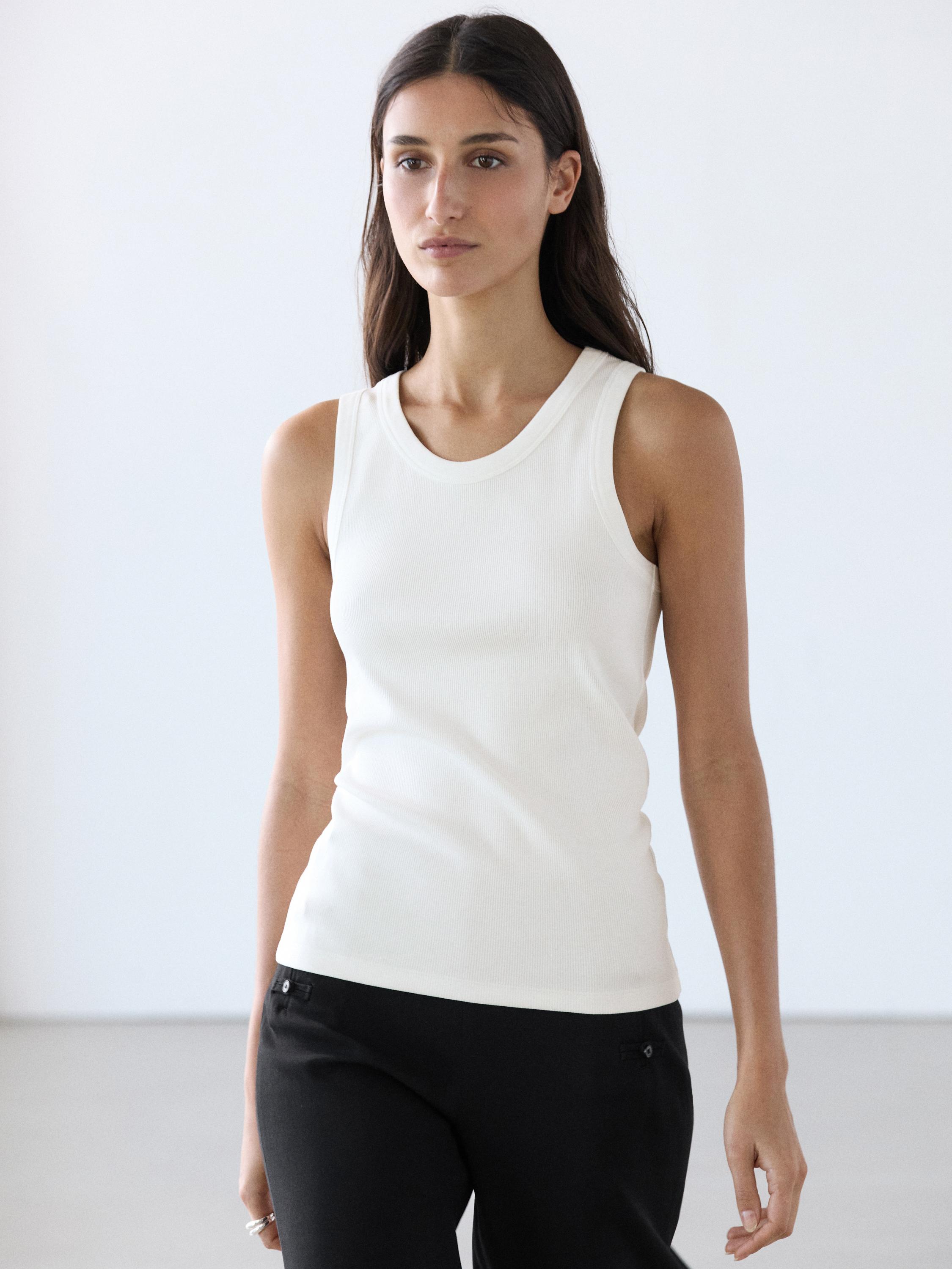 Cotton blend halter top White