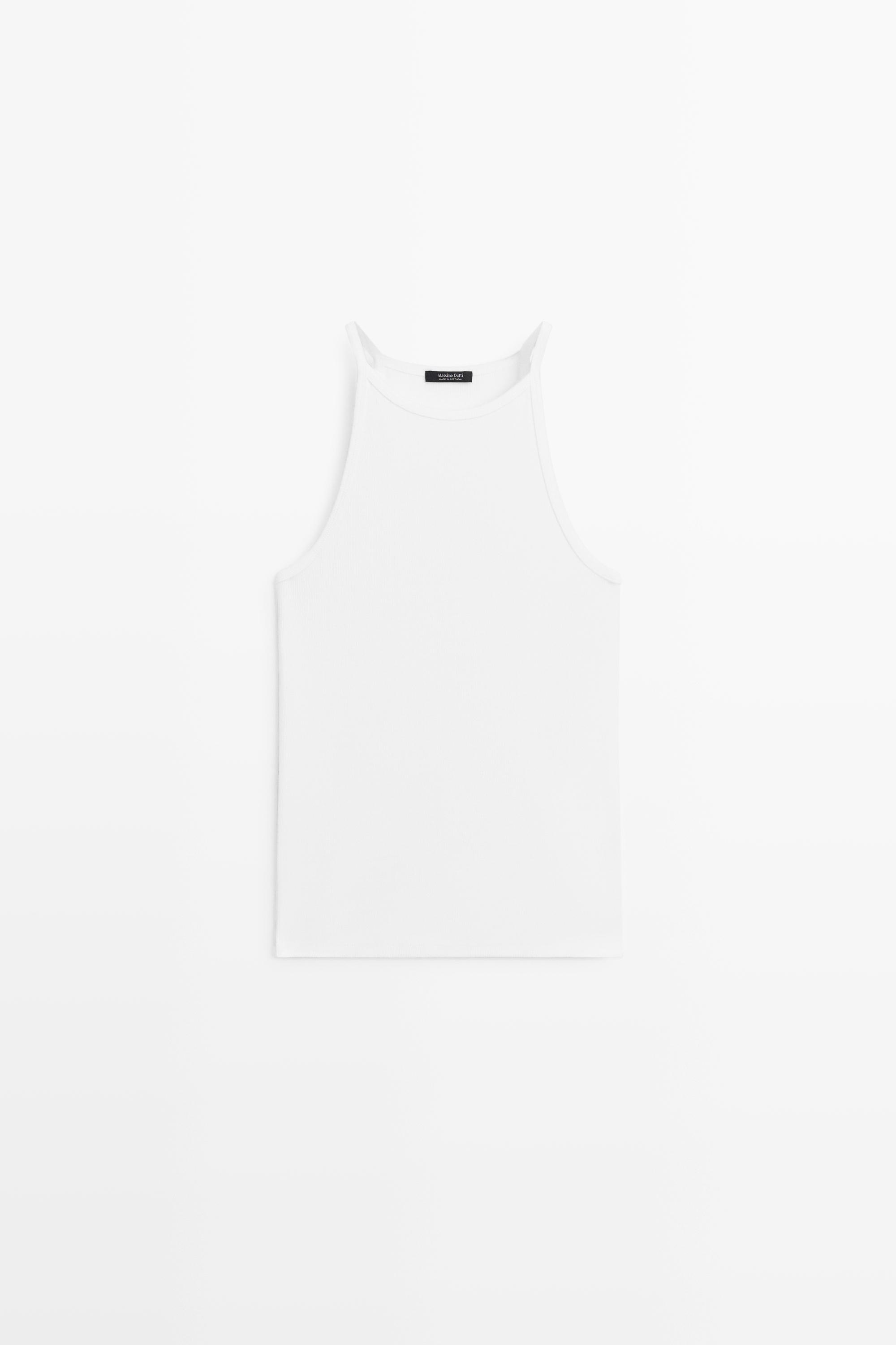 Cotton blend halter top White