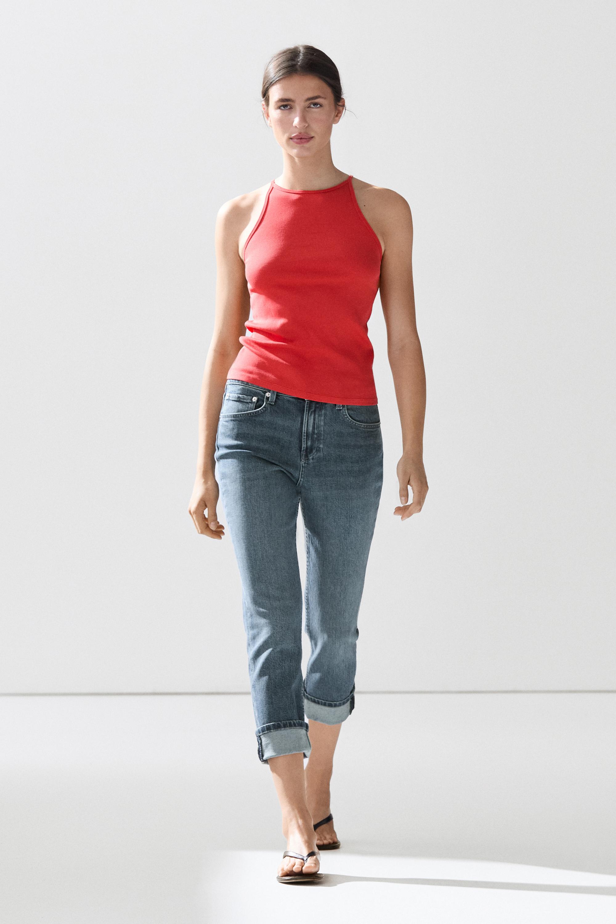 Cotton blend halter top Coral