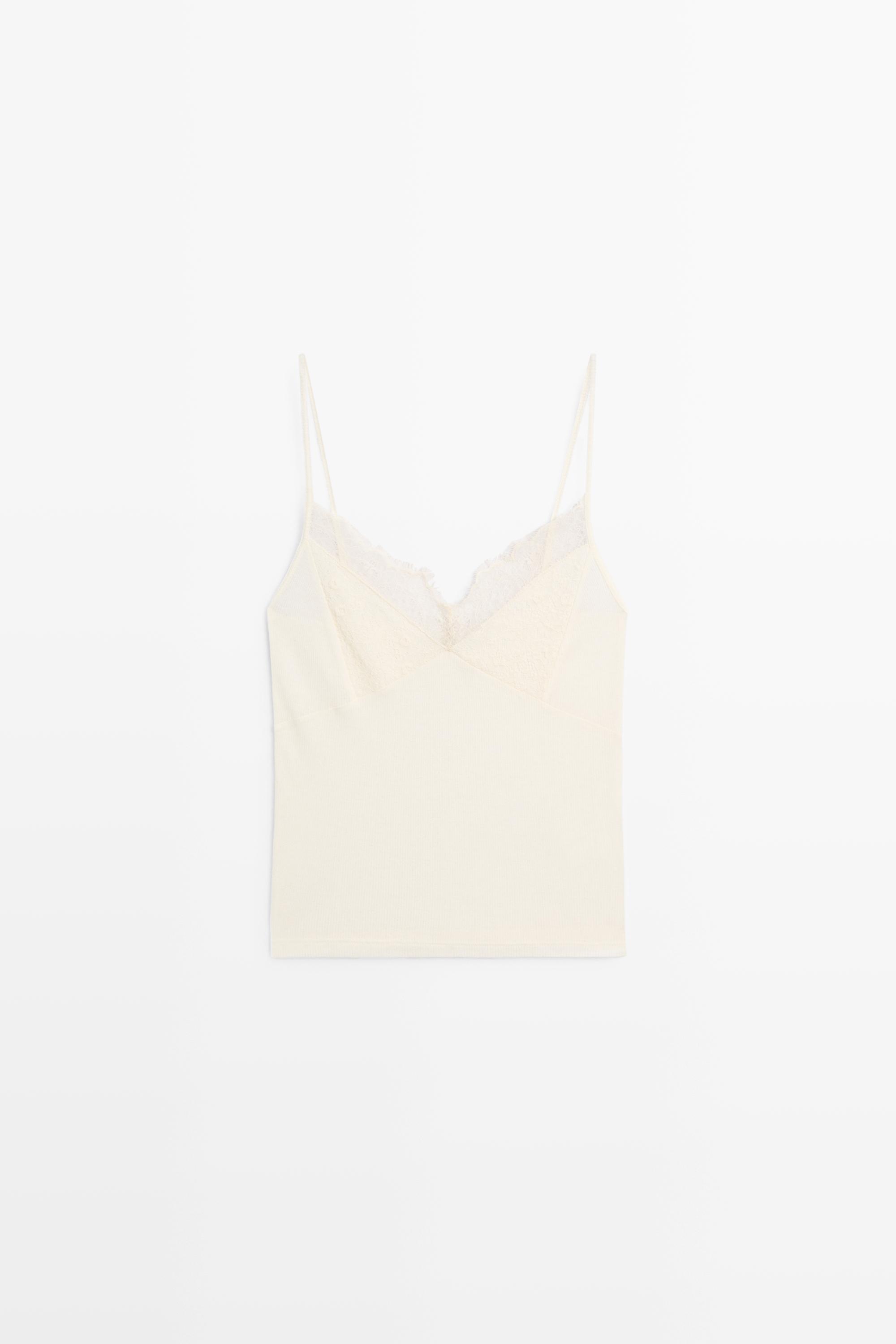 Strappy top with lace detail Cream
