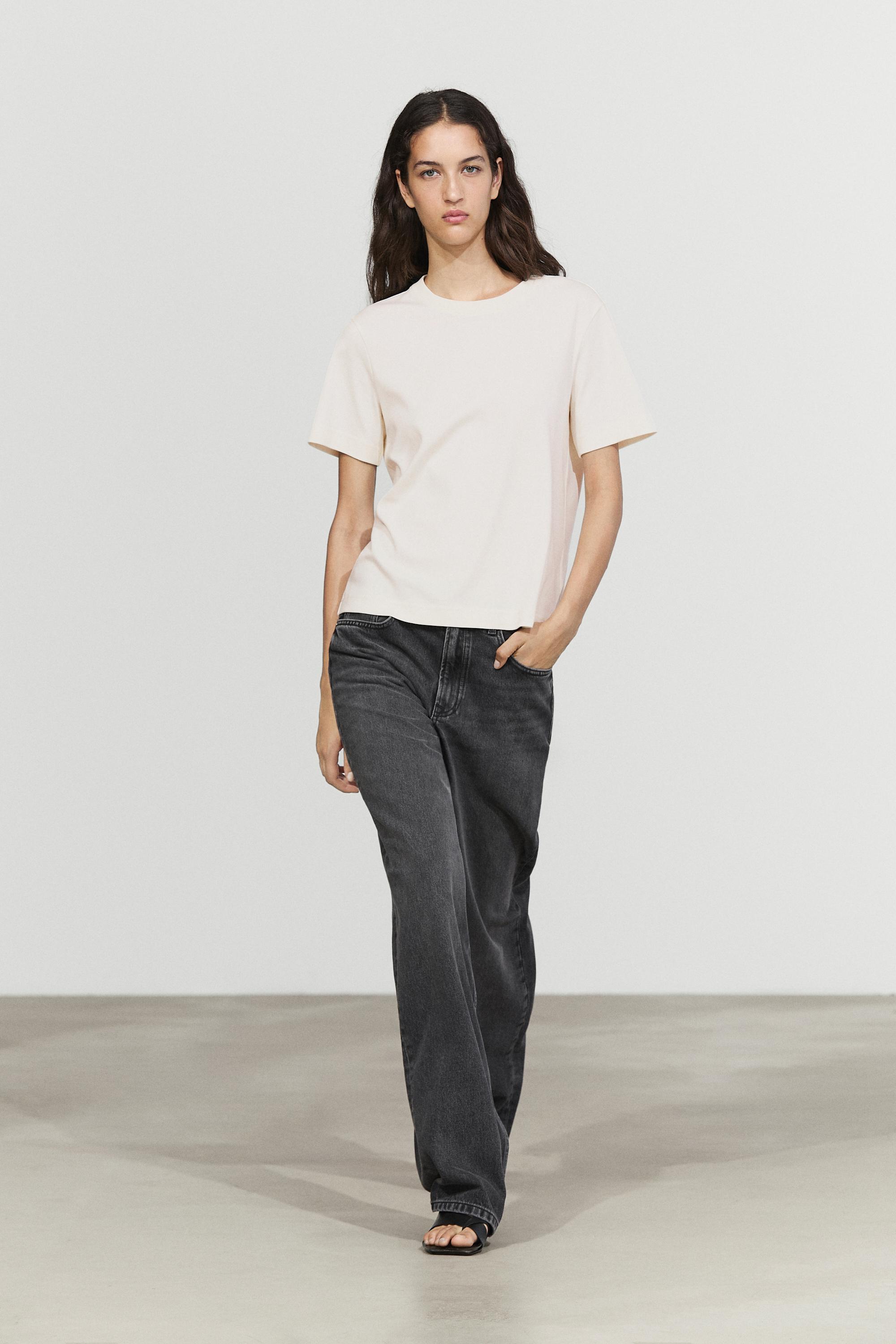Short sleeve interlock T-shirt Cream