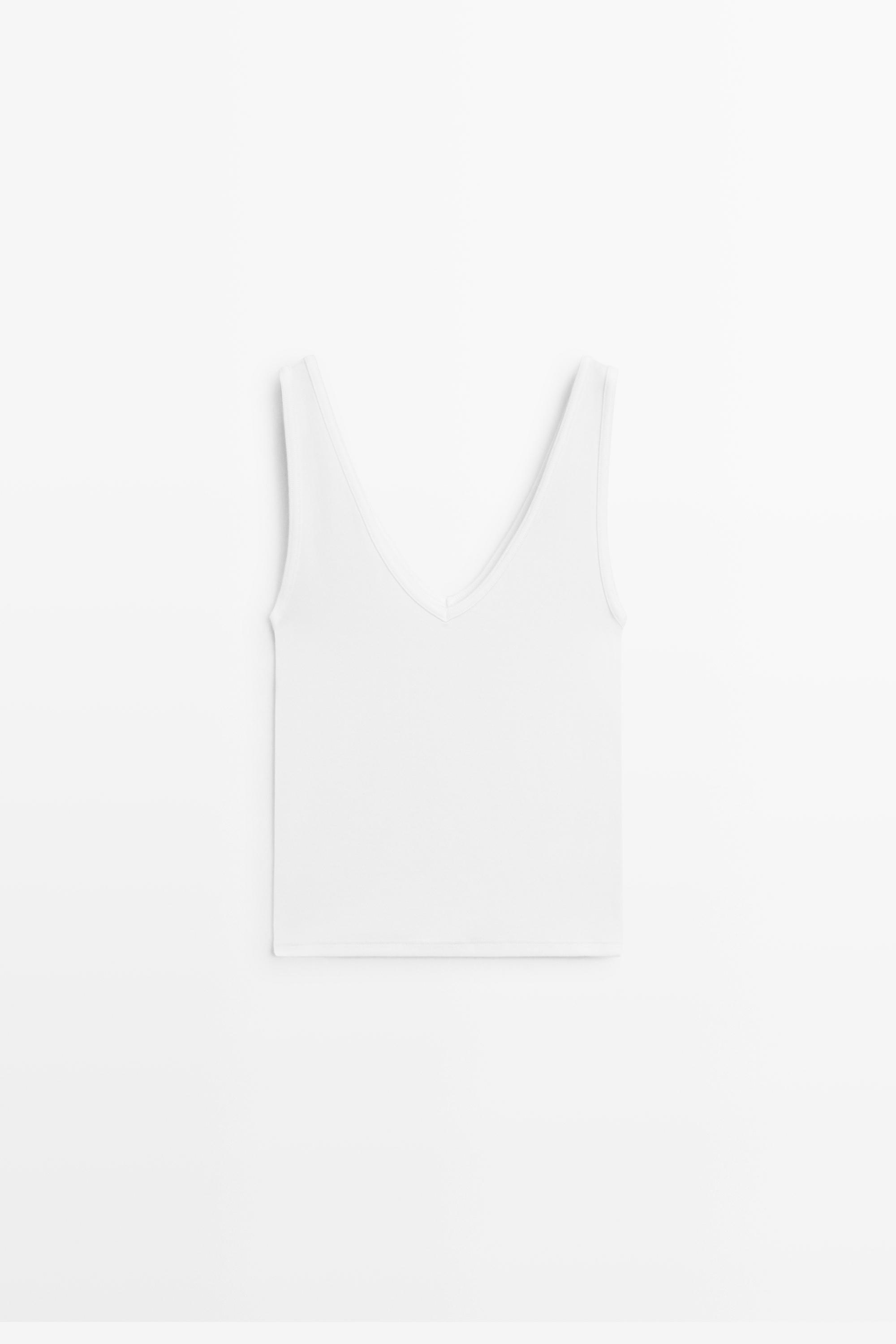Cotton blend strappy top White