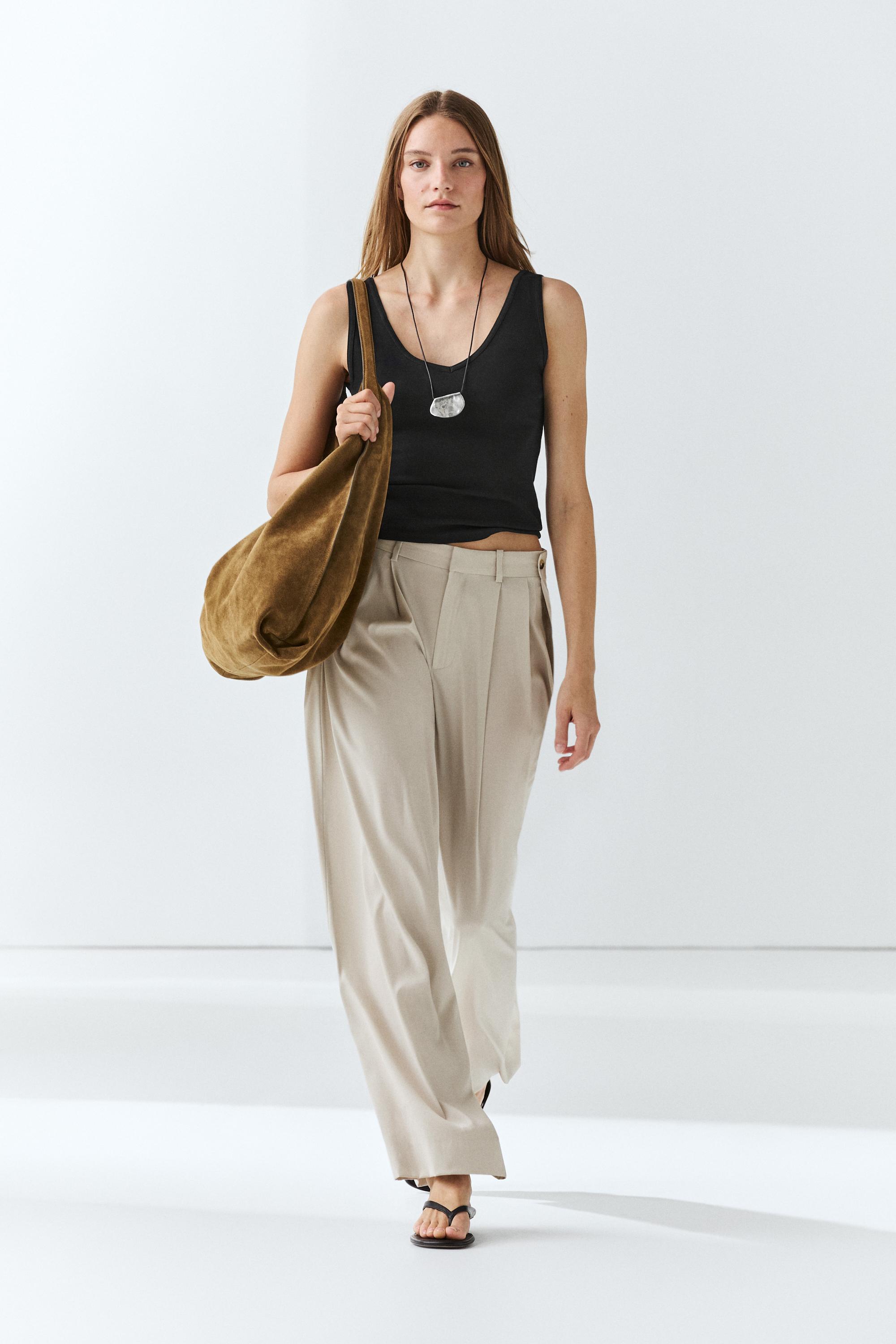 Cotton blend strappy top Black