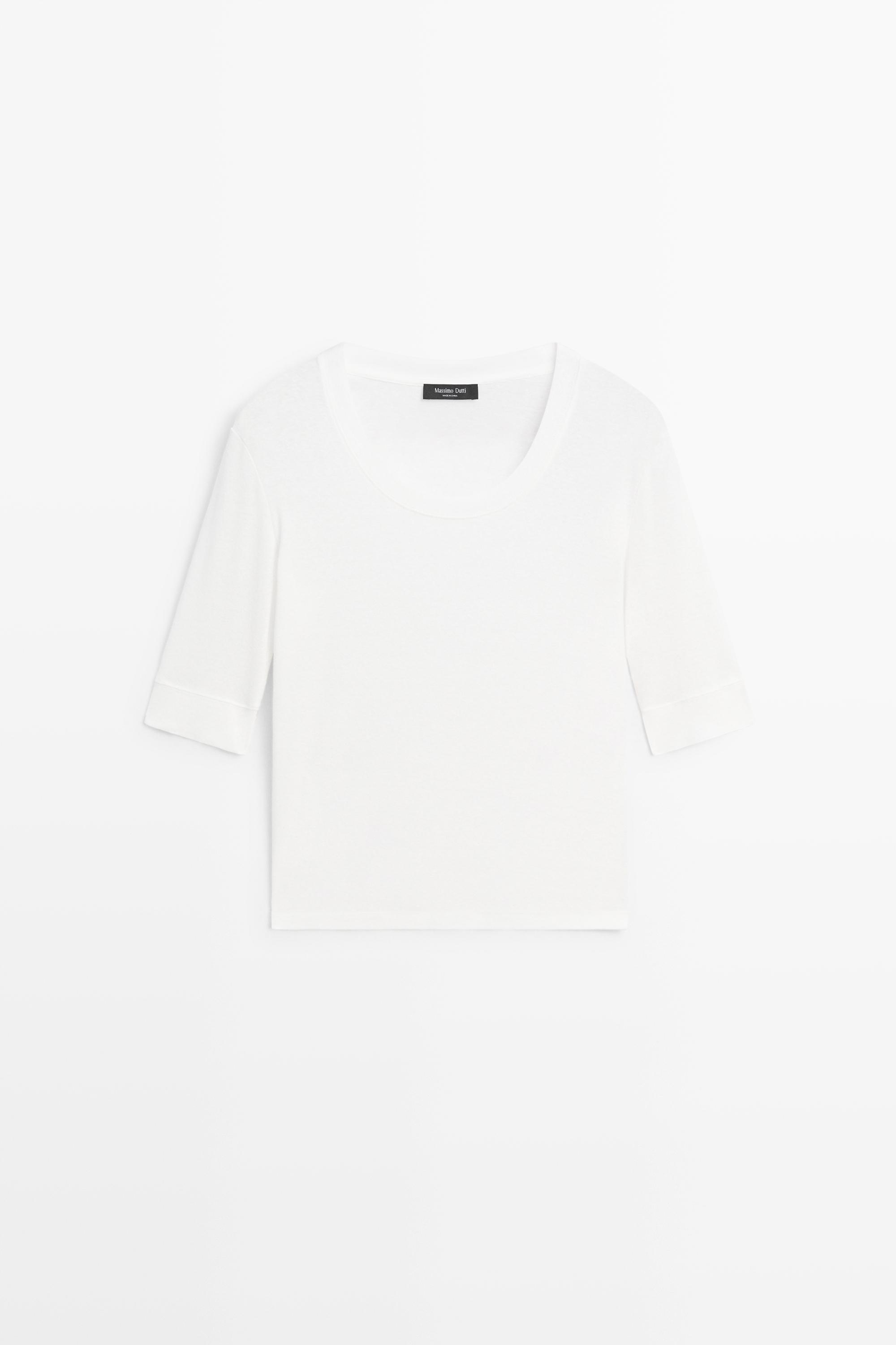 100% cotton scoop neck T-shirt Off White