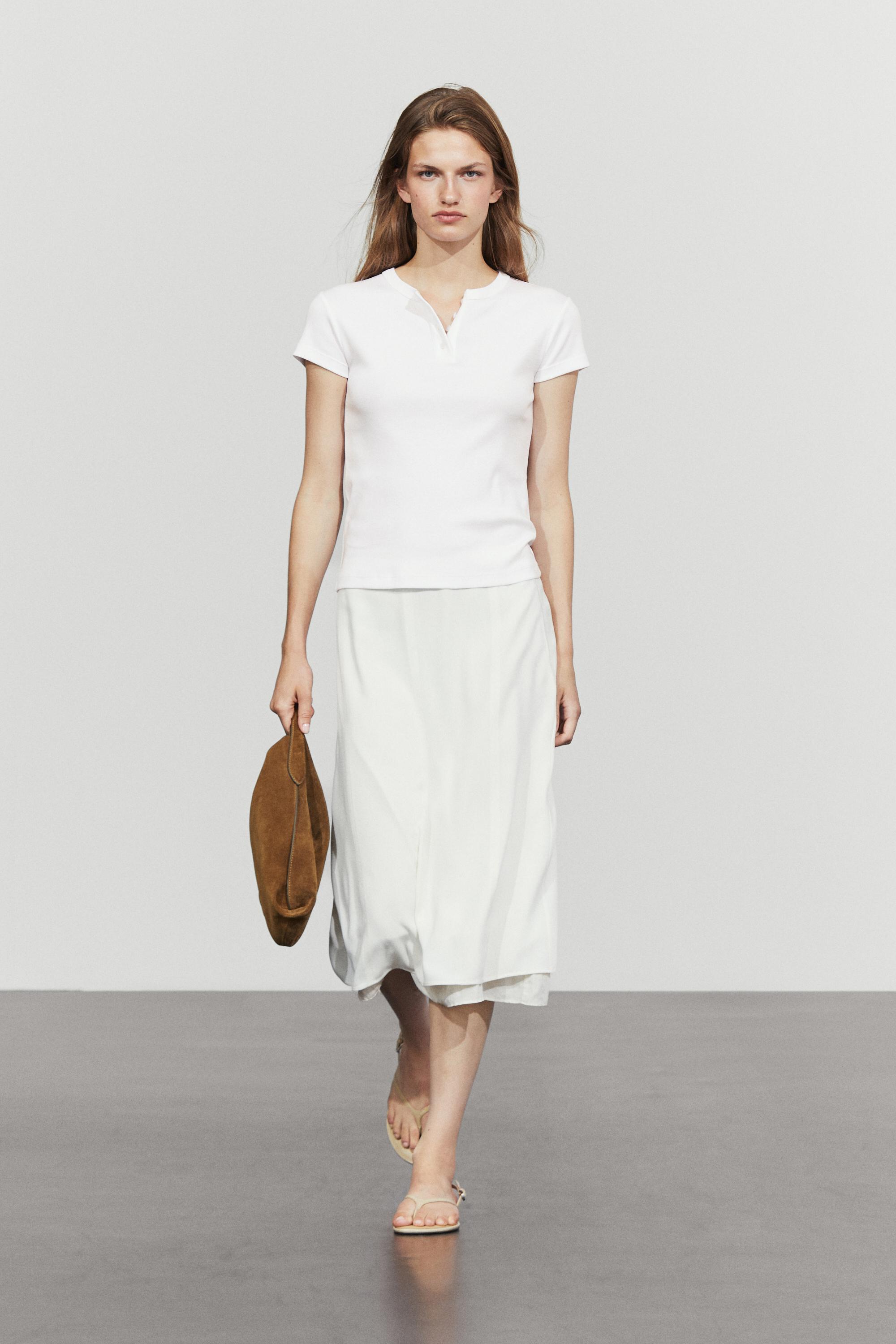 100% cotton short sleeve henley T-shirt White