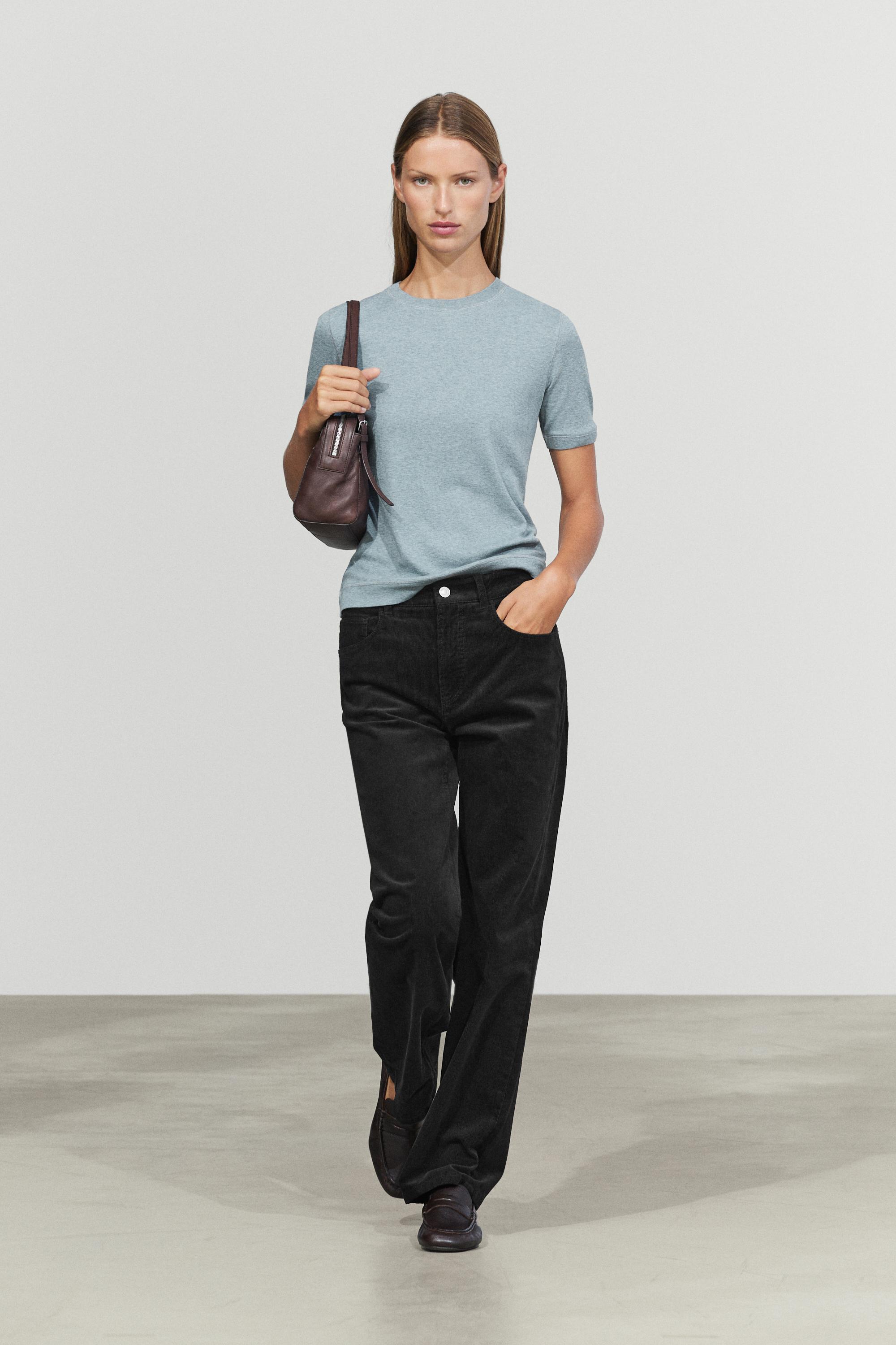 Short sleeve cotton blend T-shirt Indigo