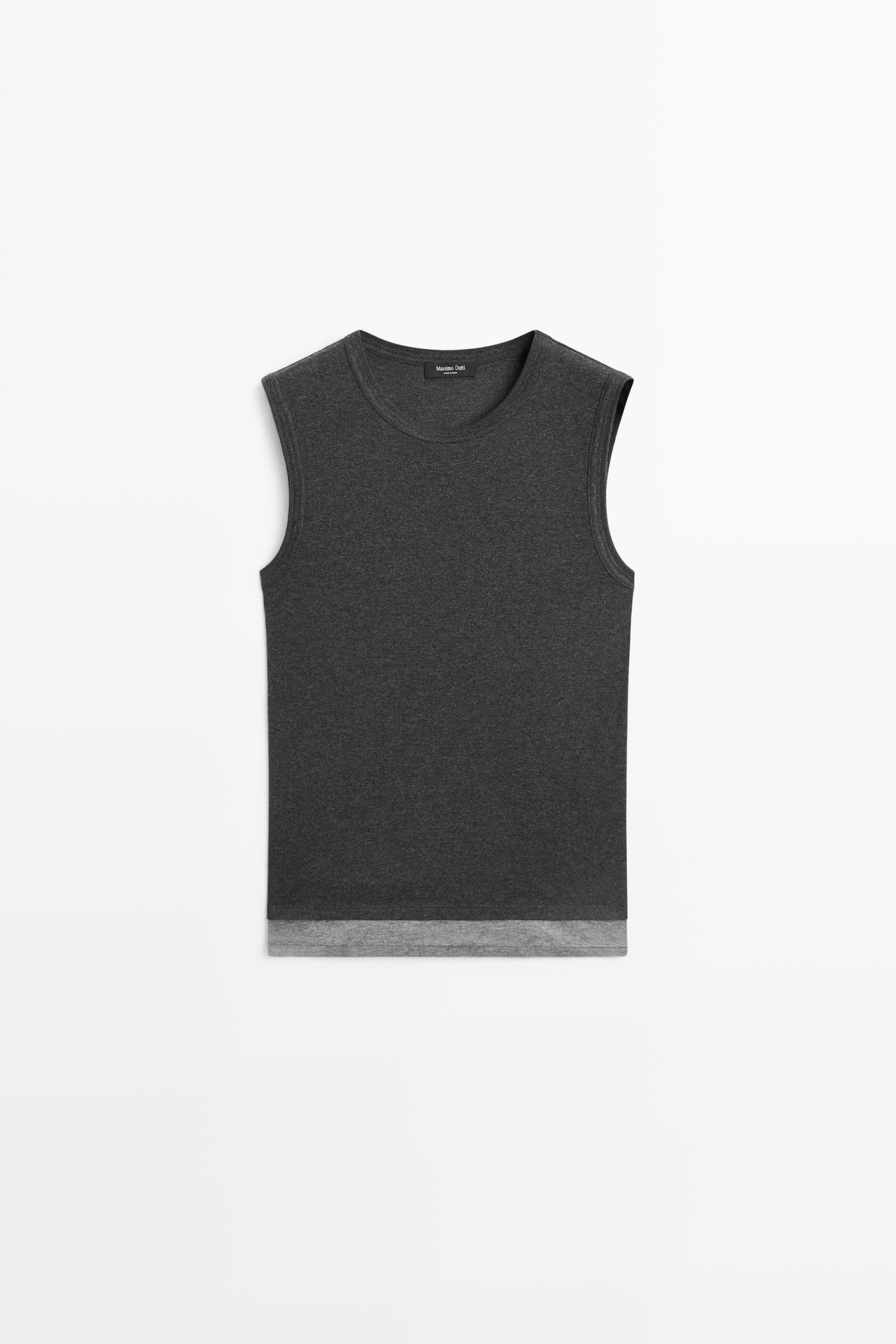 Wool blend double-layer T-shirt Dark Grey