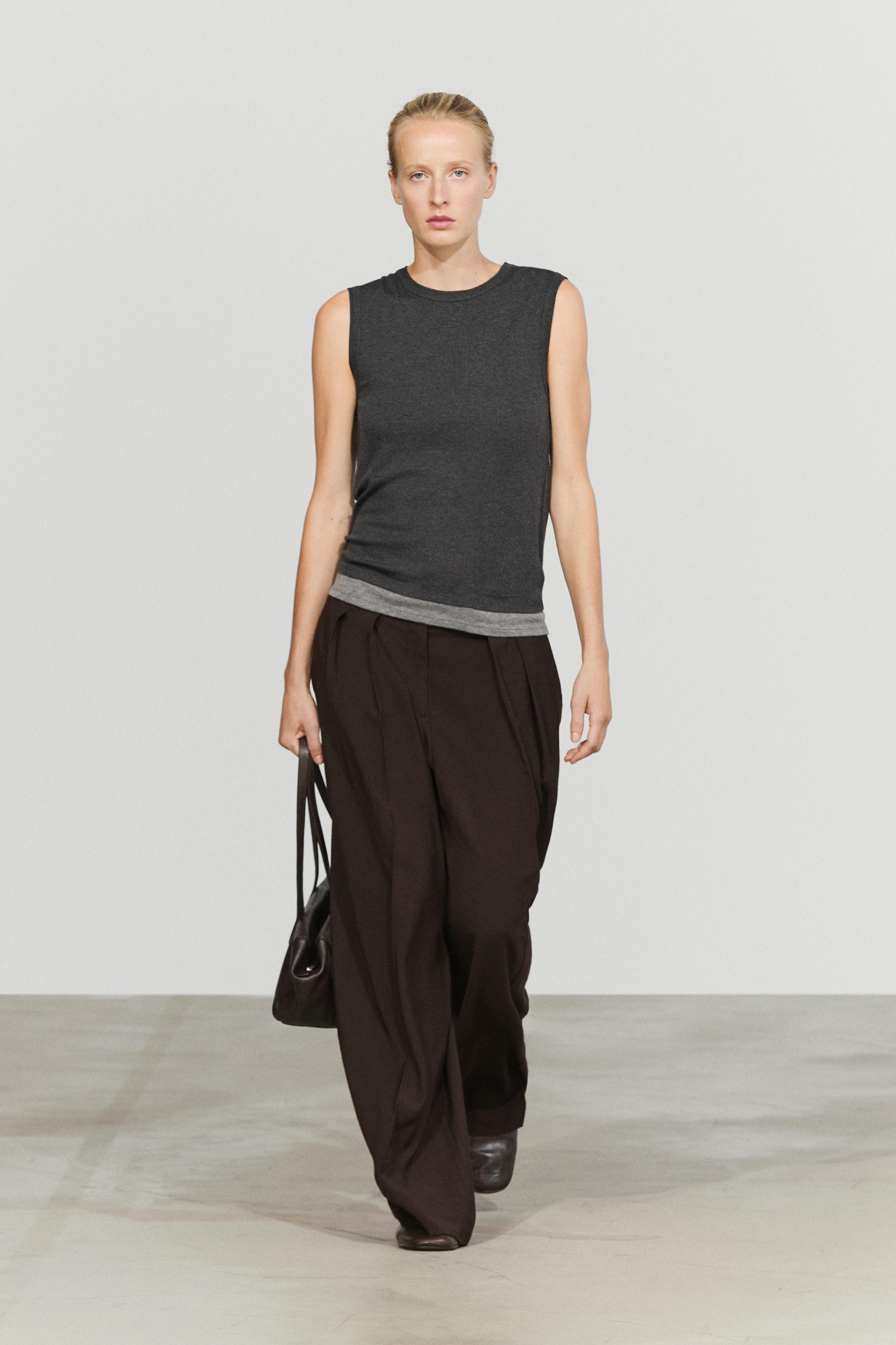 Wool blend double-layer T-shirt Dark Grey
