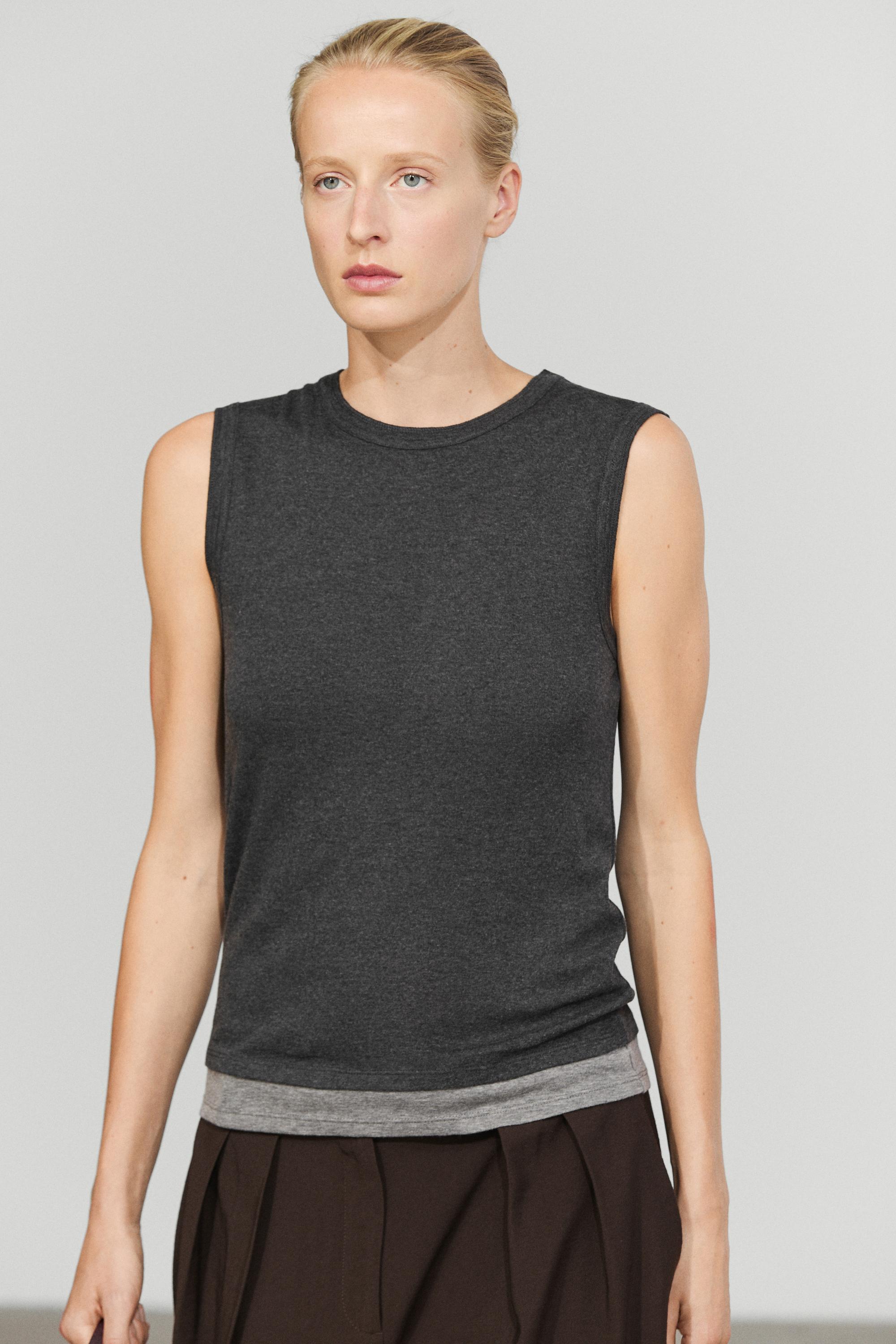 Wool blend double-layer T-shirt Dark Grey