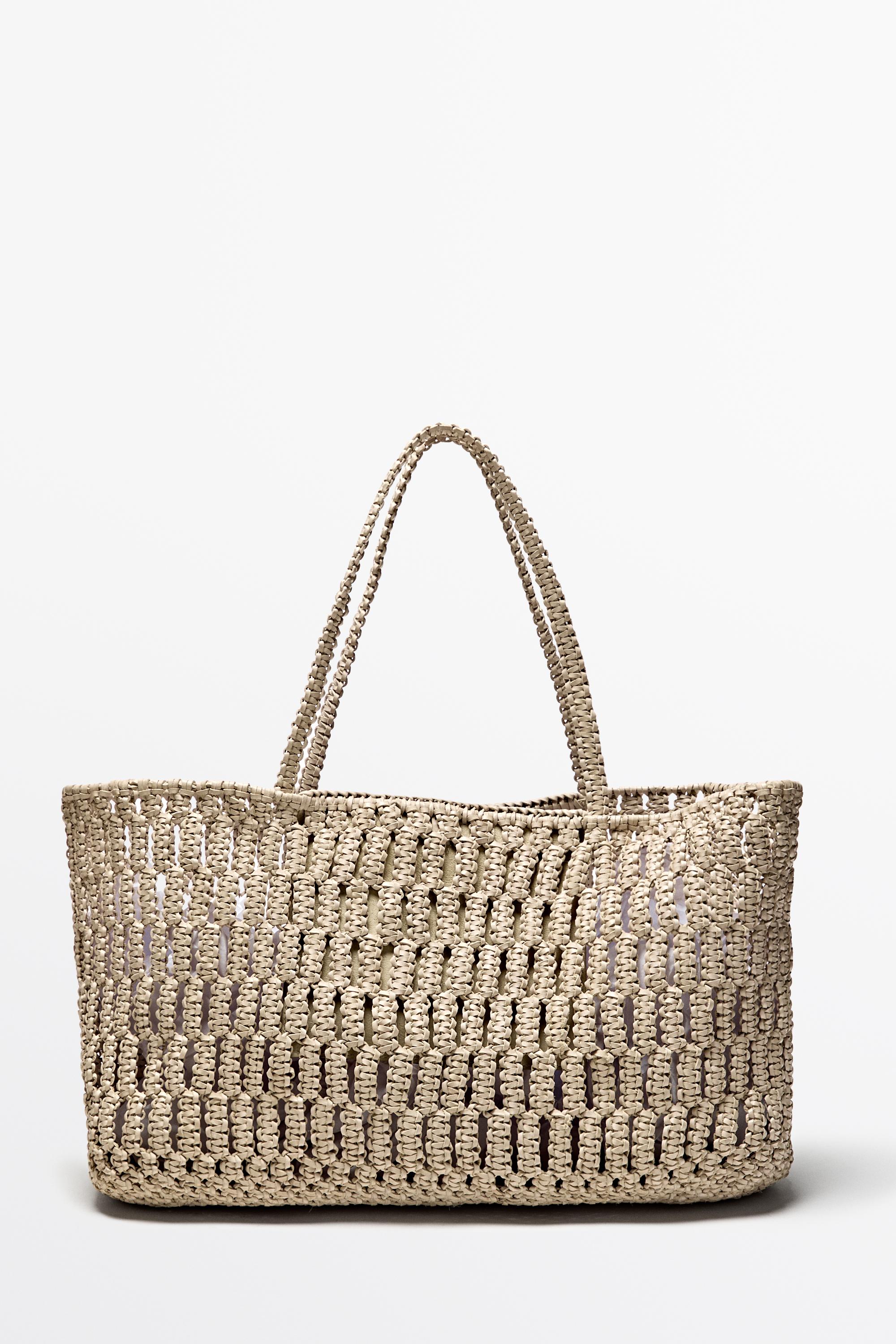 Braided nappa leather shopper bag White