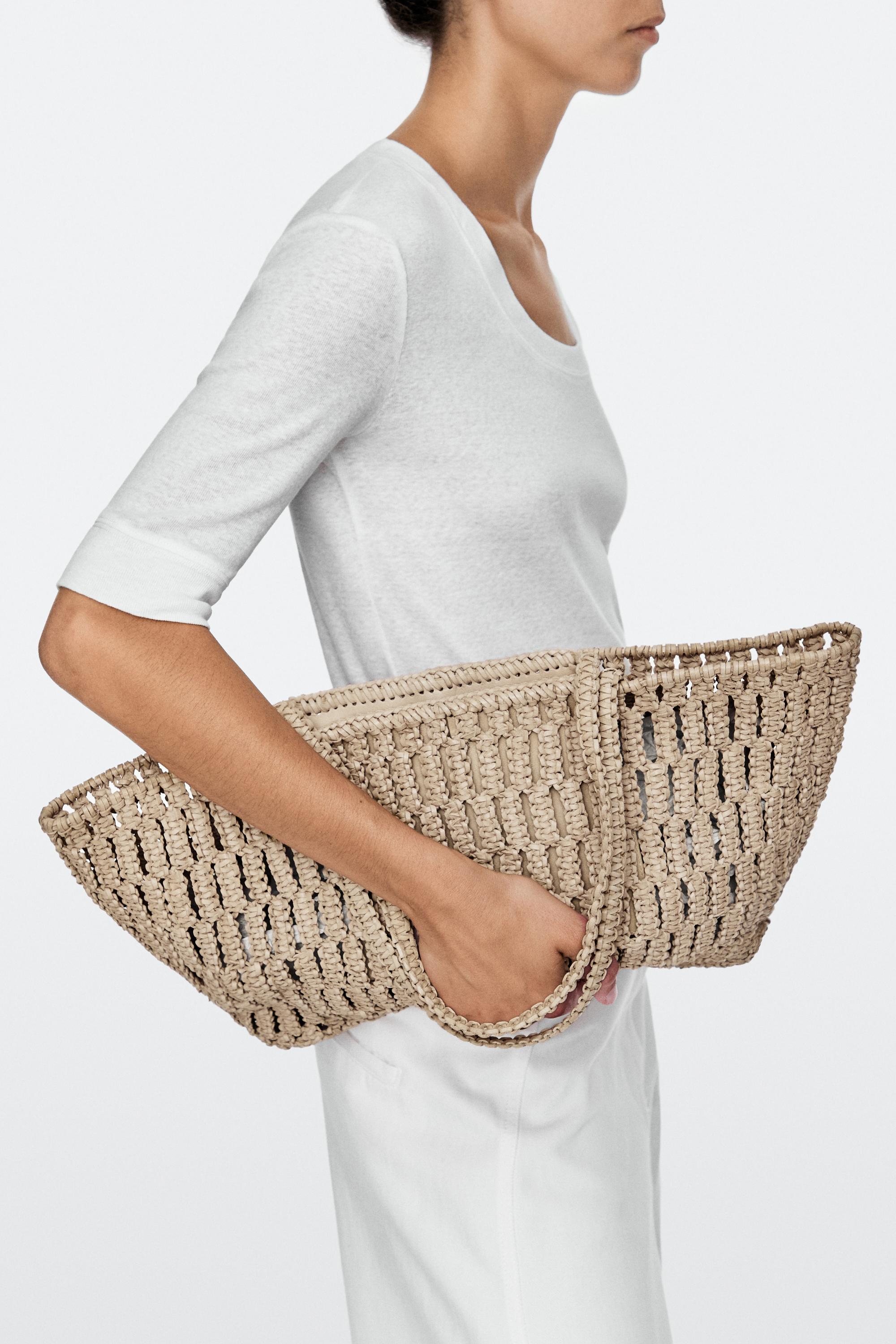 Braided nappa leather shopper bag White