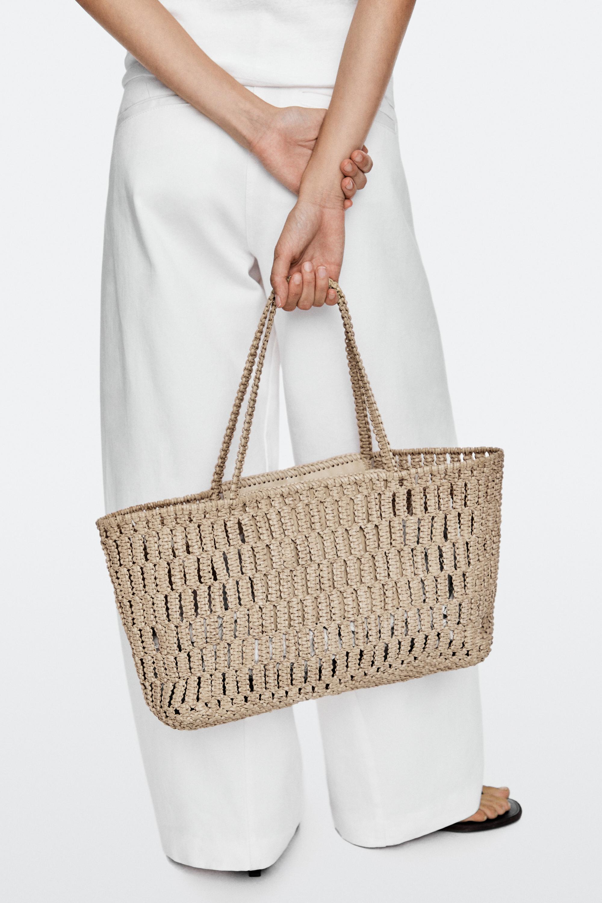 Braided nappa leather shopper bag White
