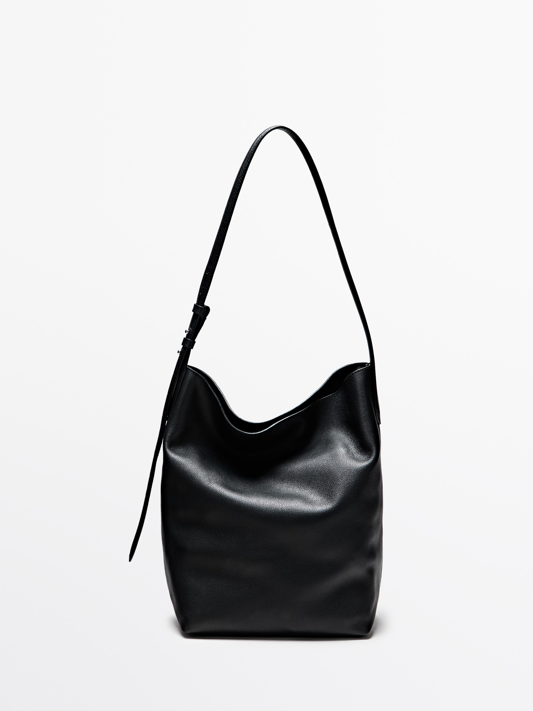 Nappa leather bucket bag Black