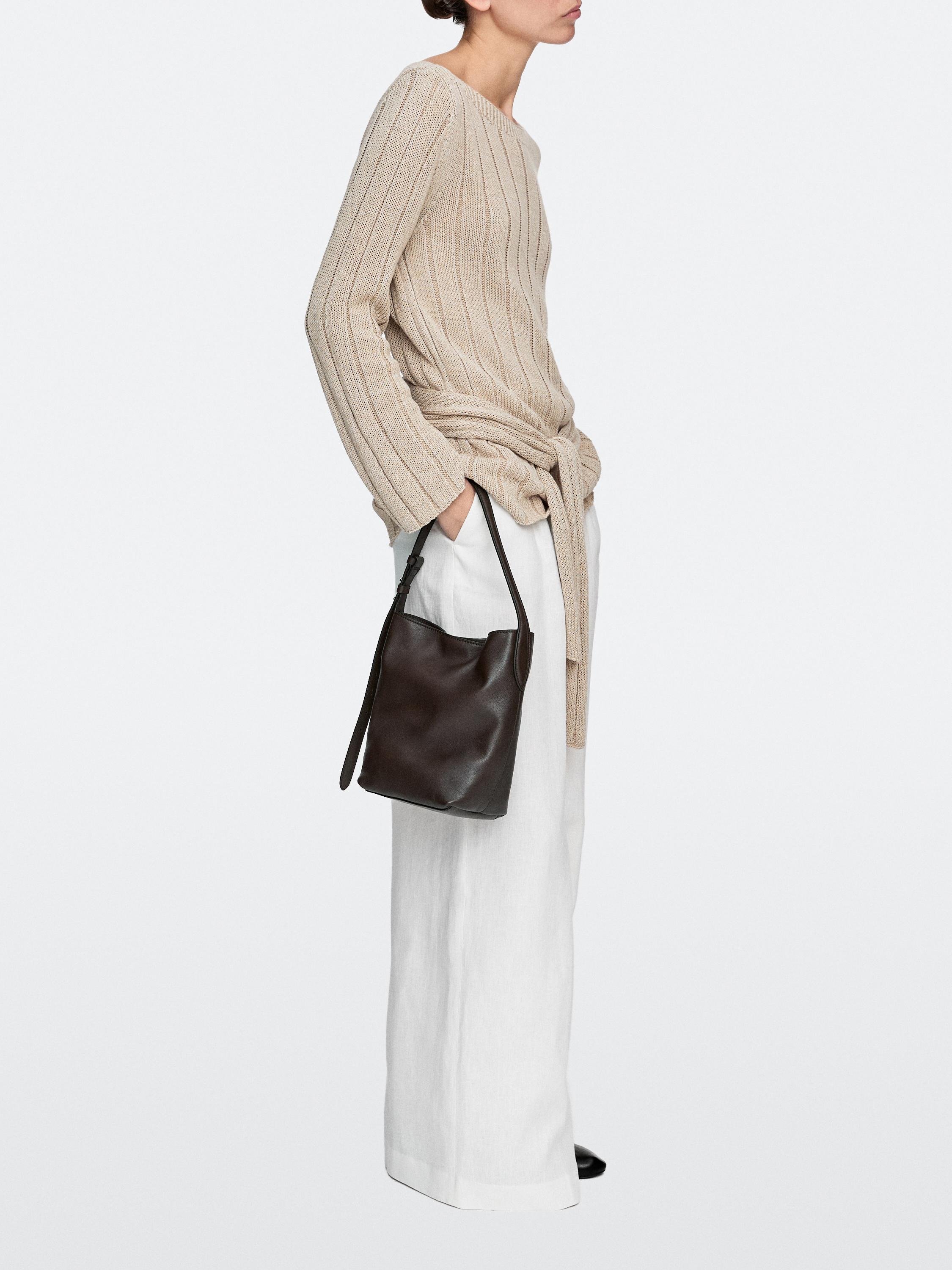 Nappa leather mini bucket bag Brown