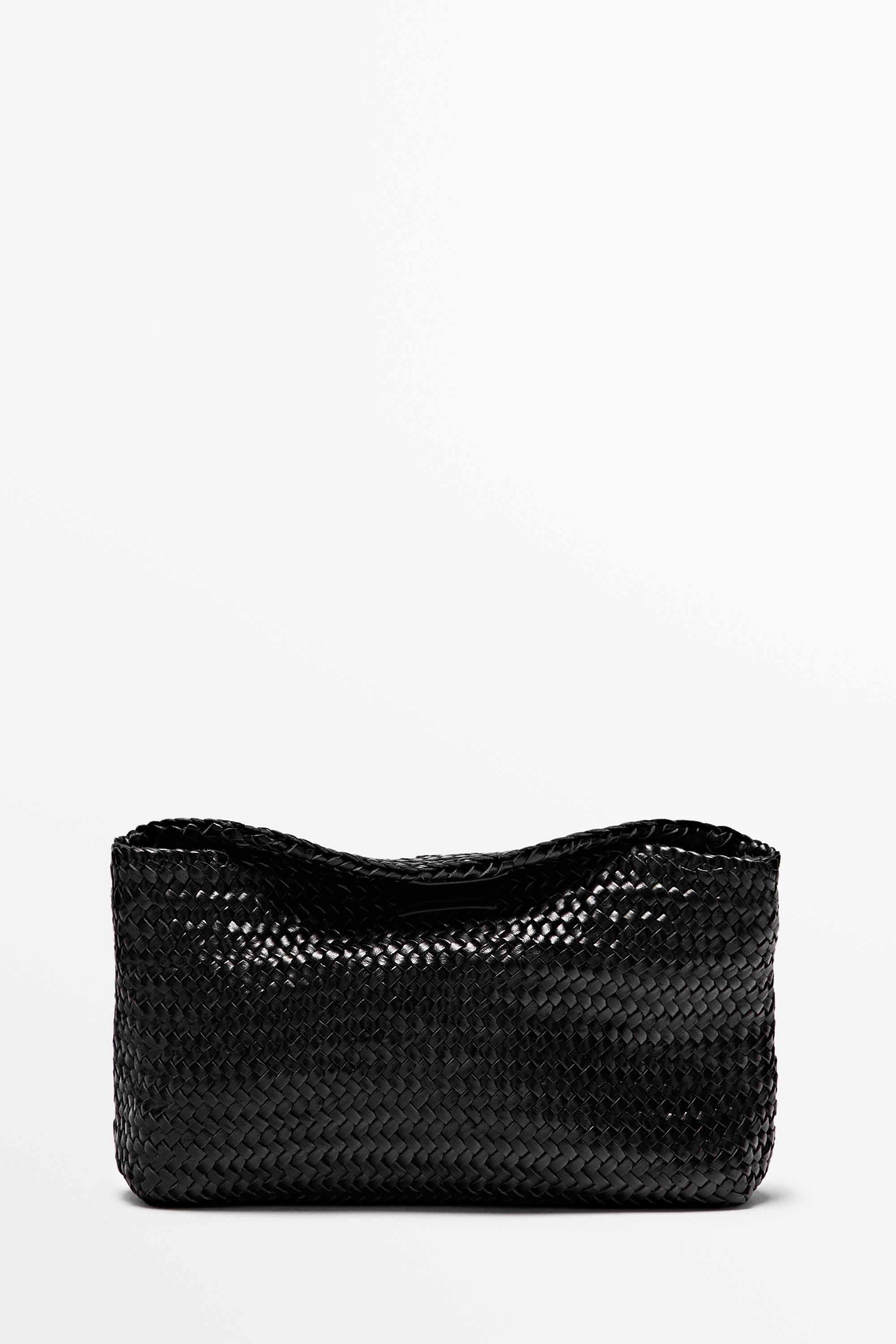 Braided nappa leather bag Black