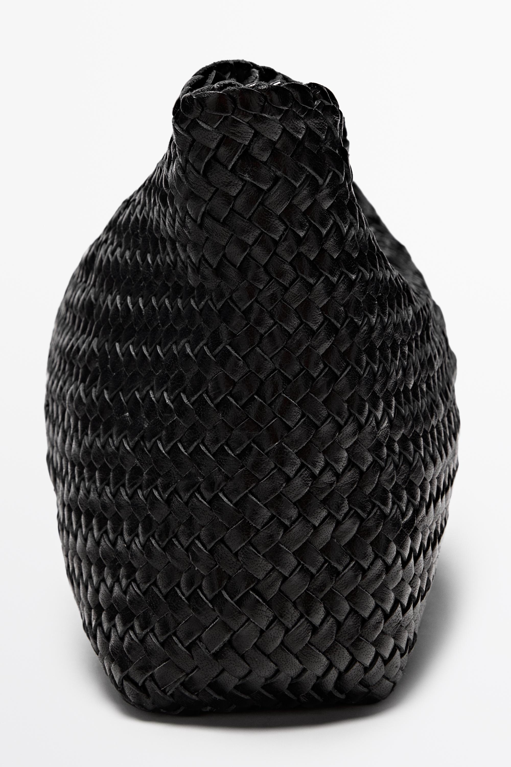 Braided nappa leather bag Black