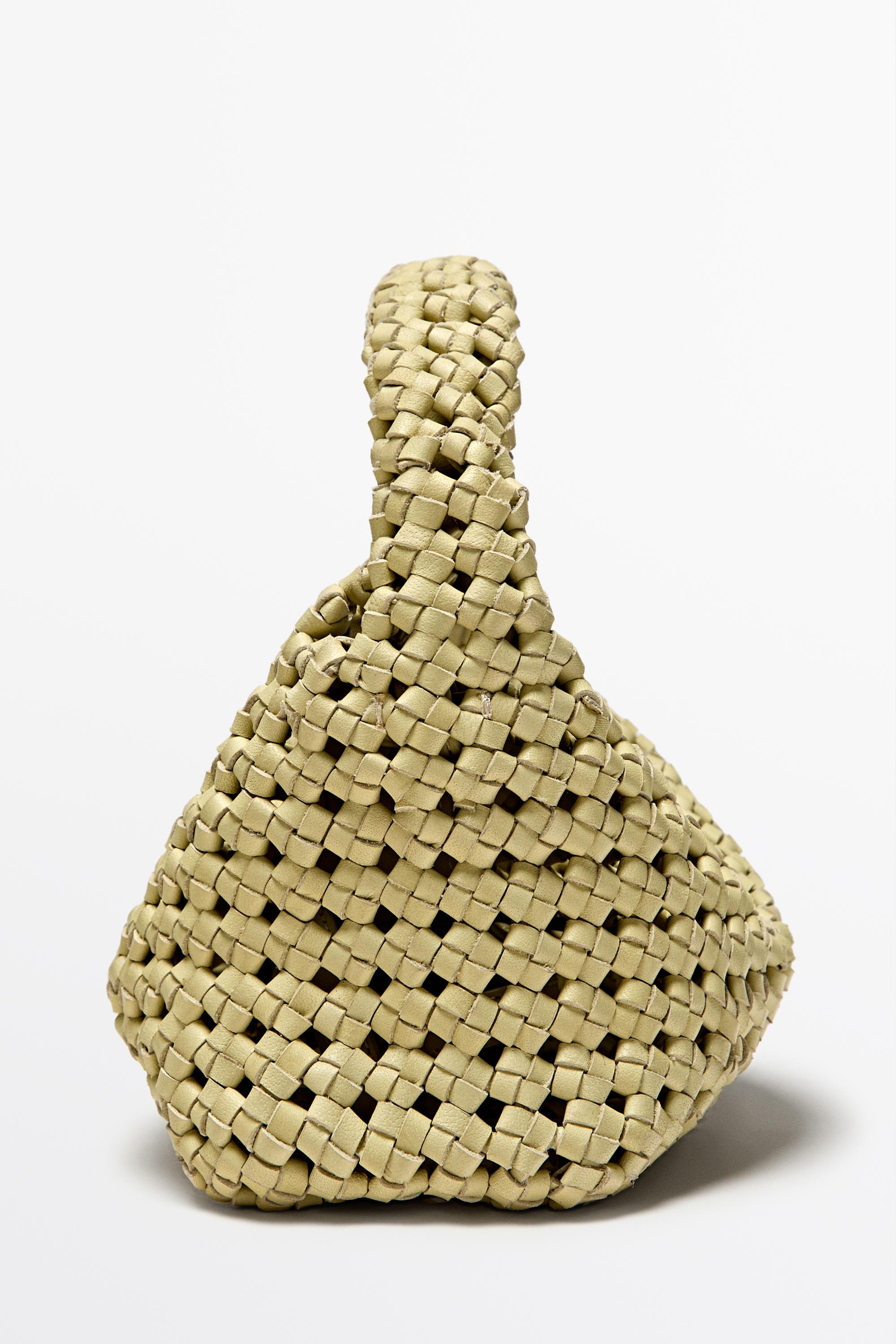 Braided leather mini bag Vanilla