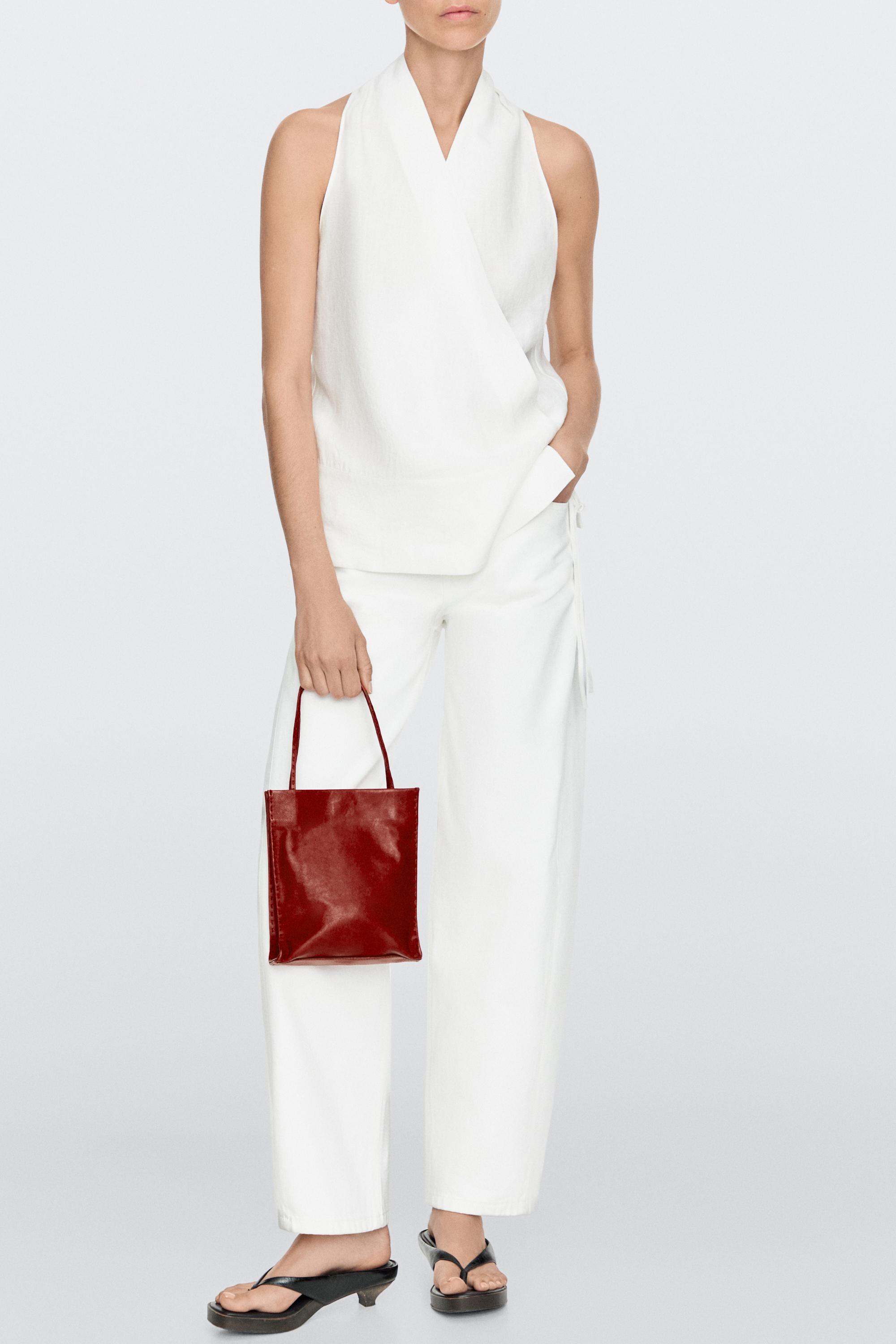 Nappa leather double compartment bag Coral Red